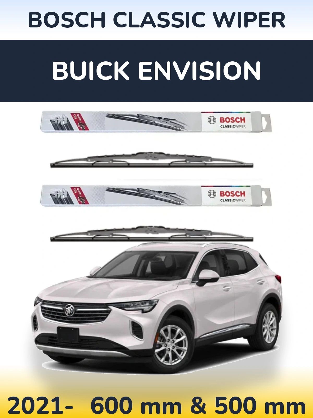 Komplet przednich wycieraczek BOSCH Classic Wiper 600 & 500 mm do Buick Envision 2021-2026
