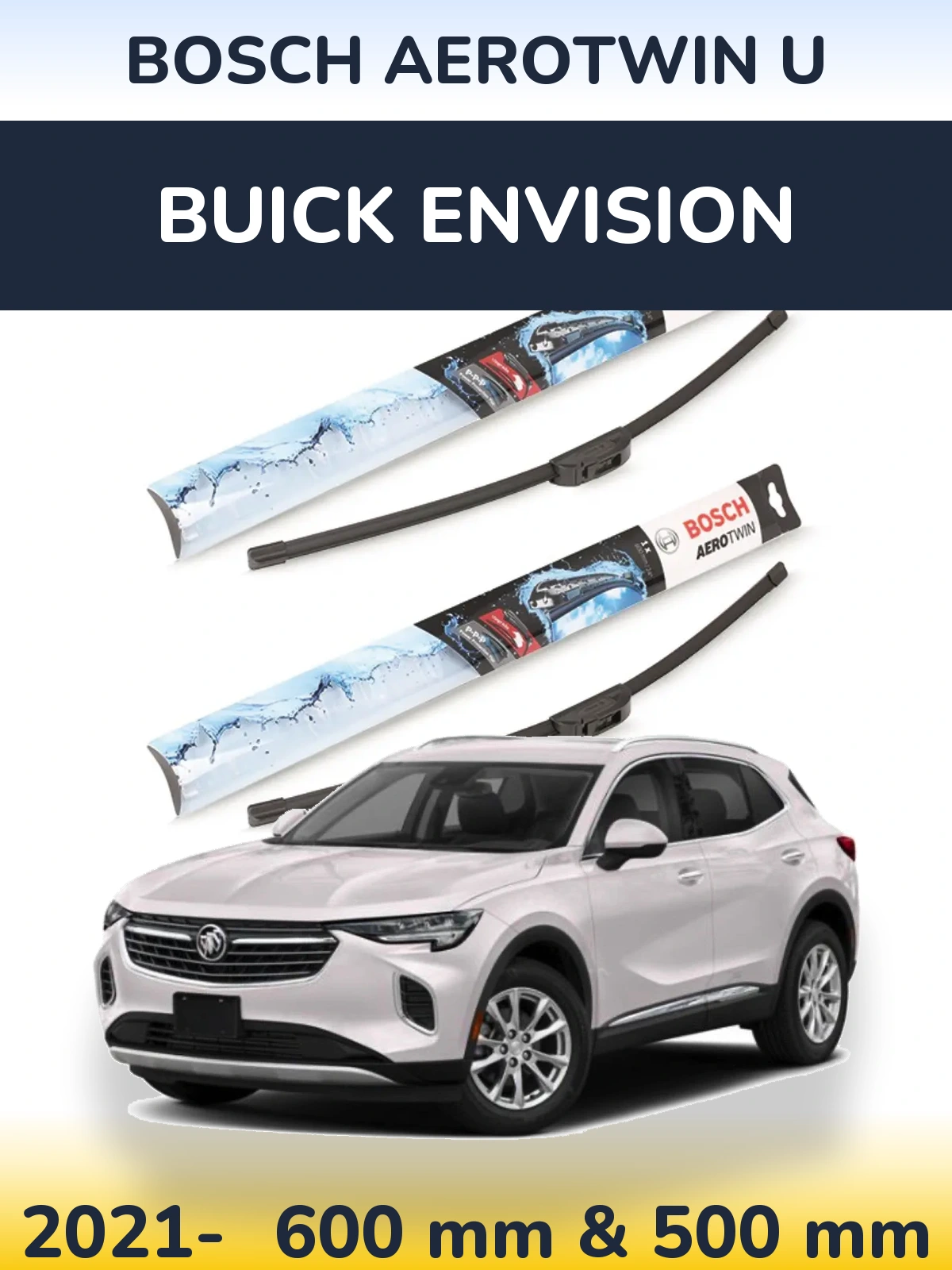 Комплект передних дворников BOSCH AeroTwin U 600 & 500 мм для Buick Envision 2021-2026