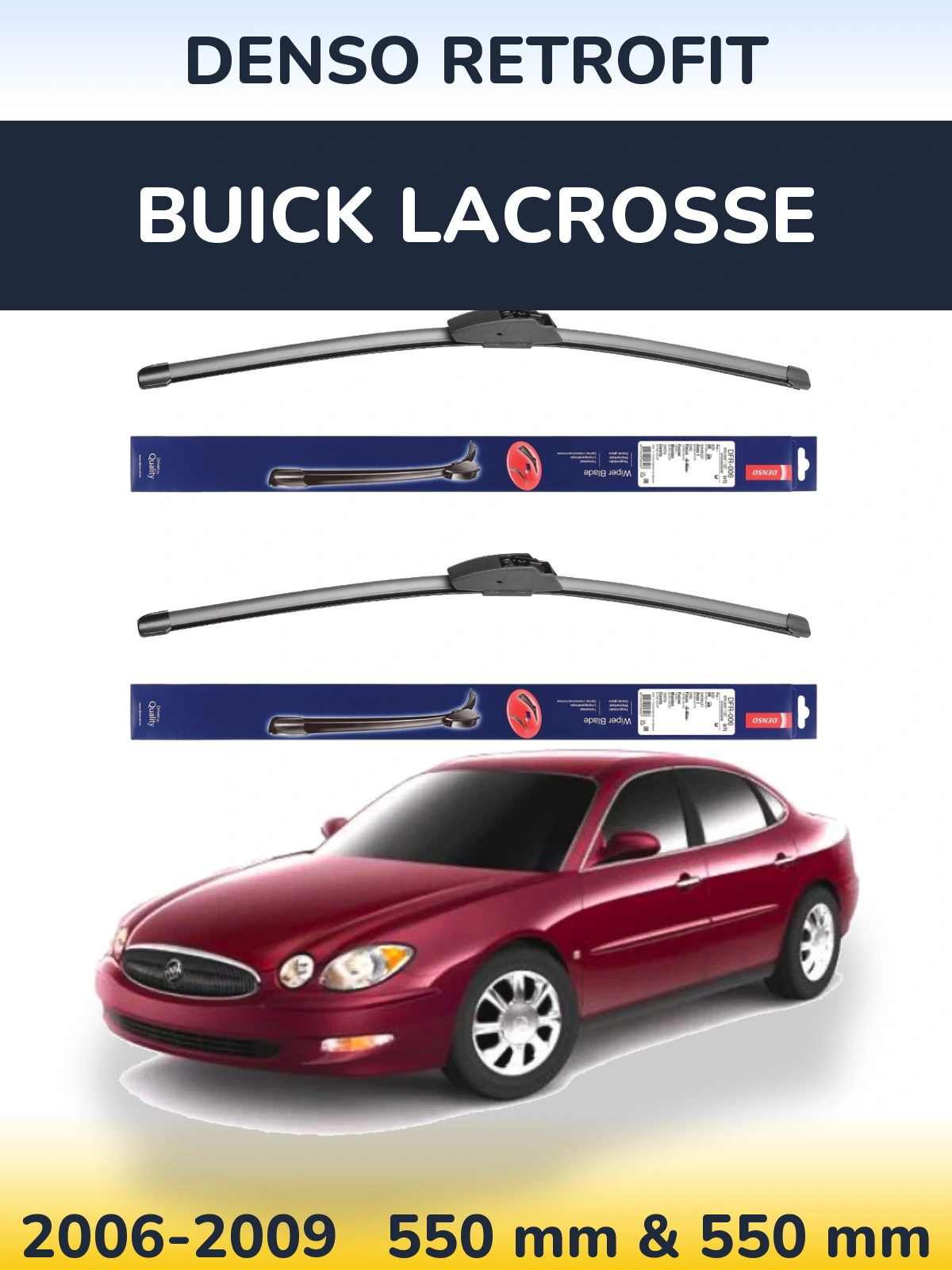 Front wiper blade set Denso Retrofit 550 & 550 mm for Buick LaCrosse 2006-2009