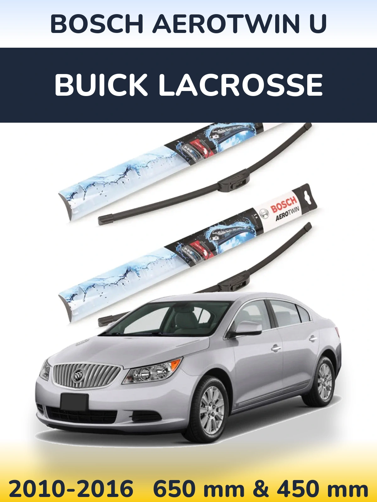 Komplet przednich wycieraczek BOSCH AeroTwin U 650 & 450 mm do Buick LaCrosse 2010-2016