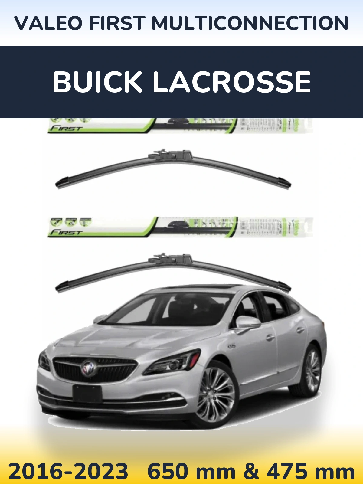 Комплект передних дворников Valeo First MultiConnection 650 & 475 мм для Buick LaCrosse 2016-2023