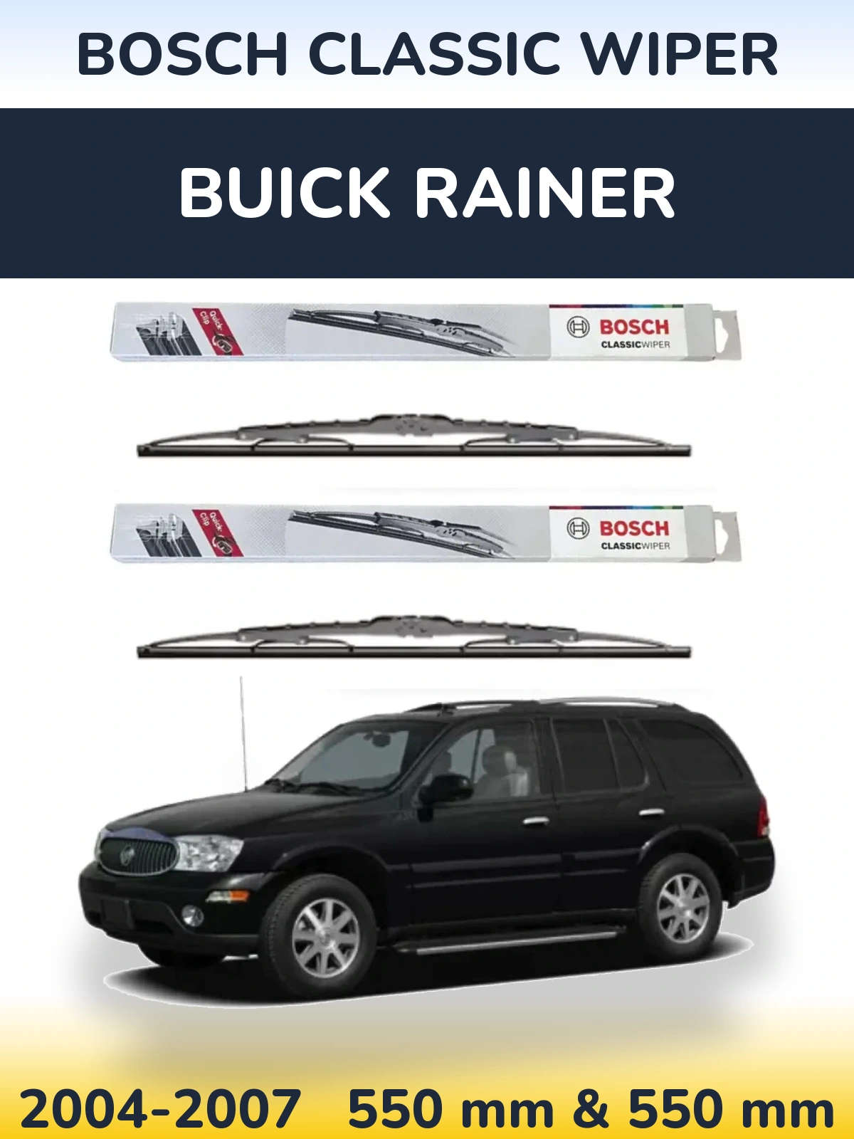 Комплект передних дворников BOSCH Classic Wiper 550 & 550 мм для Buick Rainer 2004-2007