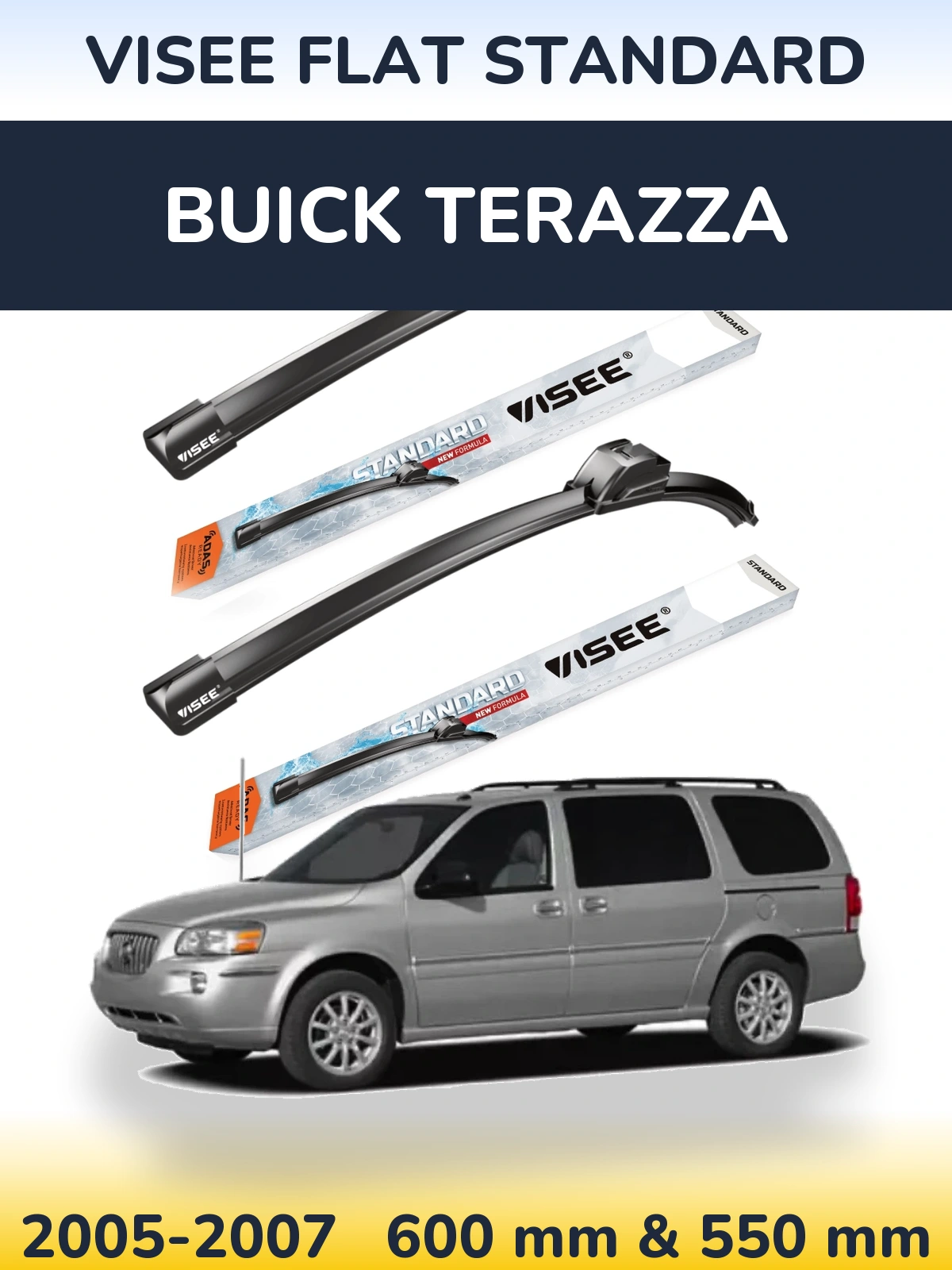 Комплект передних дворников VISEE FLAT STANDARD 600 & 550 мм для Buick Terazza 2005-2007