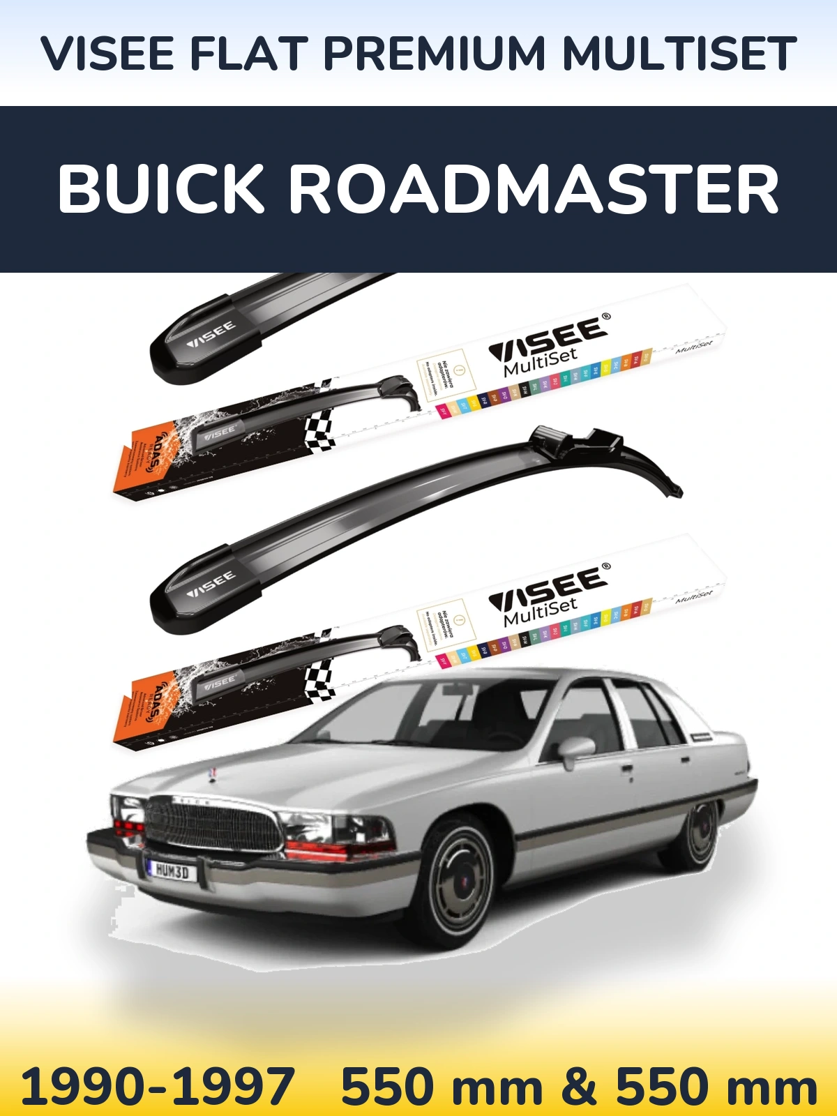 Комплект передних дворников VISEE FLAT PREMIUM MultiSet 550 & 550 мм для Buick Roadmaster 1990-1997