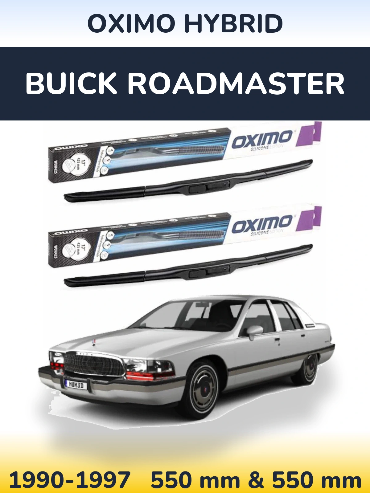 Комплект передних дворников Oximo Hybrid 550 & 550 мм для Buick Roadmaster 1990-1997
