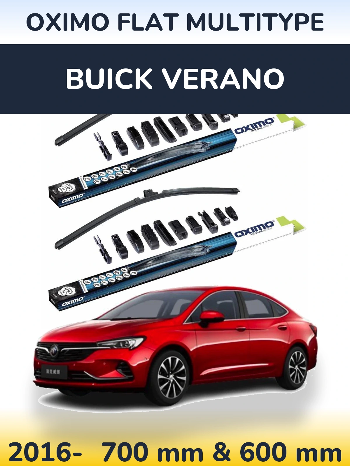 Komplet przednich wycieraczek Oximo Flat MultiType 700 & 600 mm do Buick Verano 2016-2026