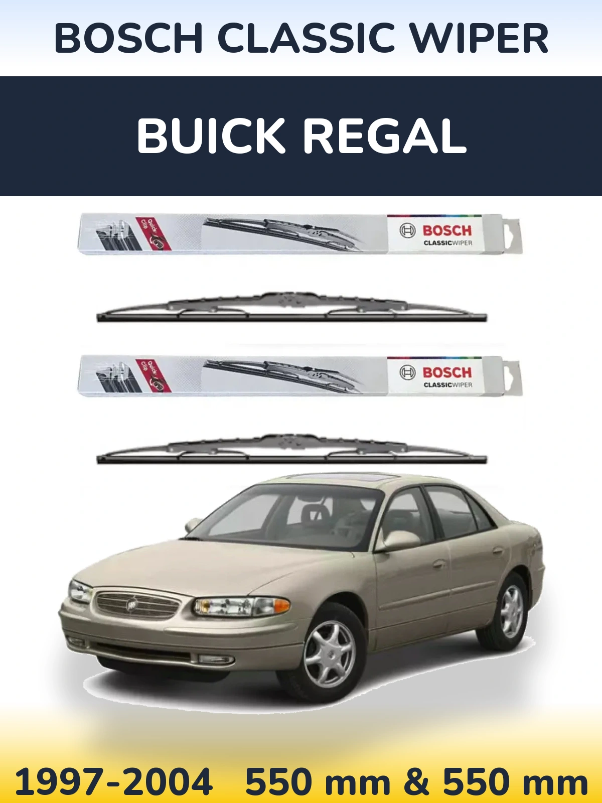 Komplet przednich wycieraczek BOSCH Classic Wiper 550 & 550 mm do Buick Regal 1997-2004