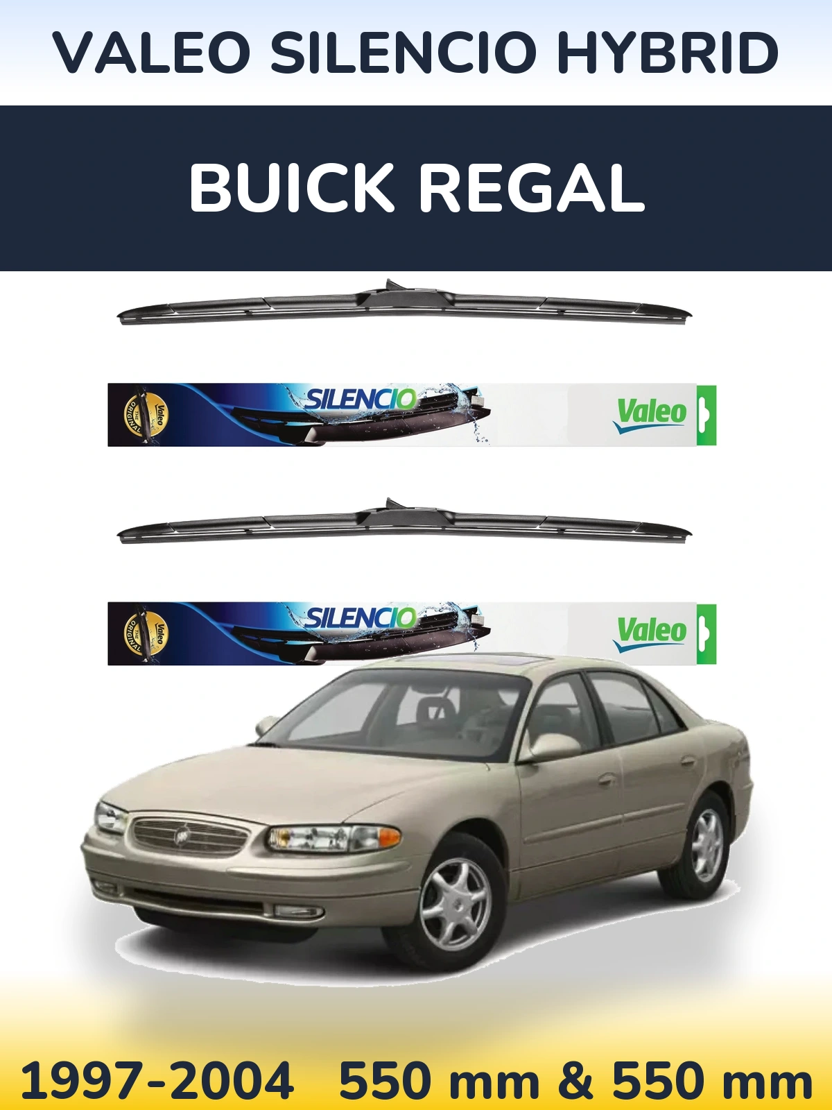 Komplet przednich wycieraczek Valeo Silencio Hybrid 550 & 550 mm do Buick Regal 1997-2004