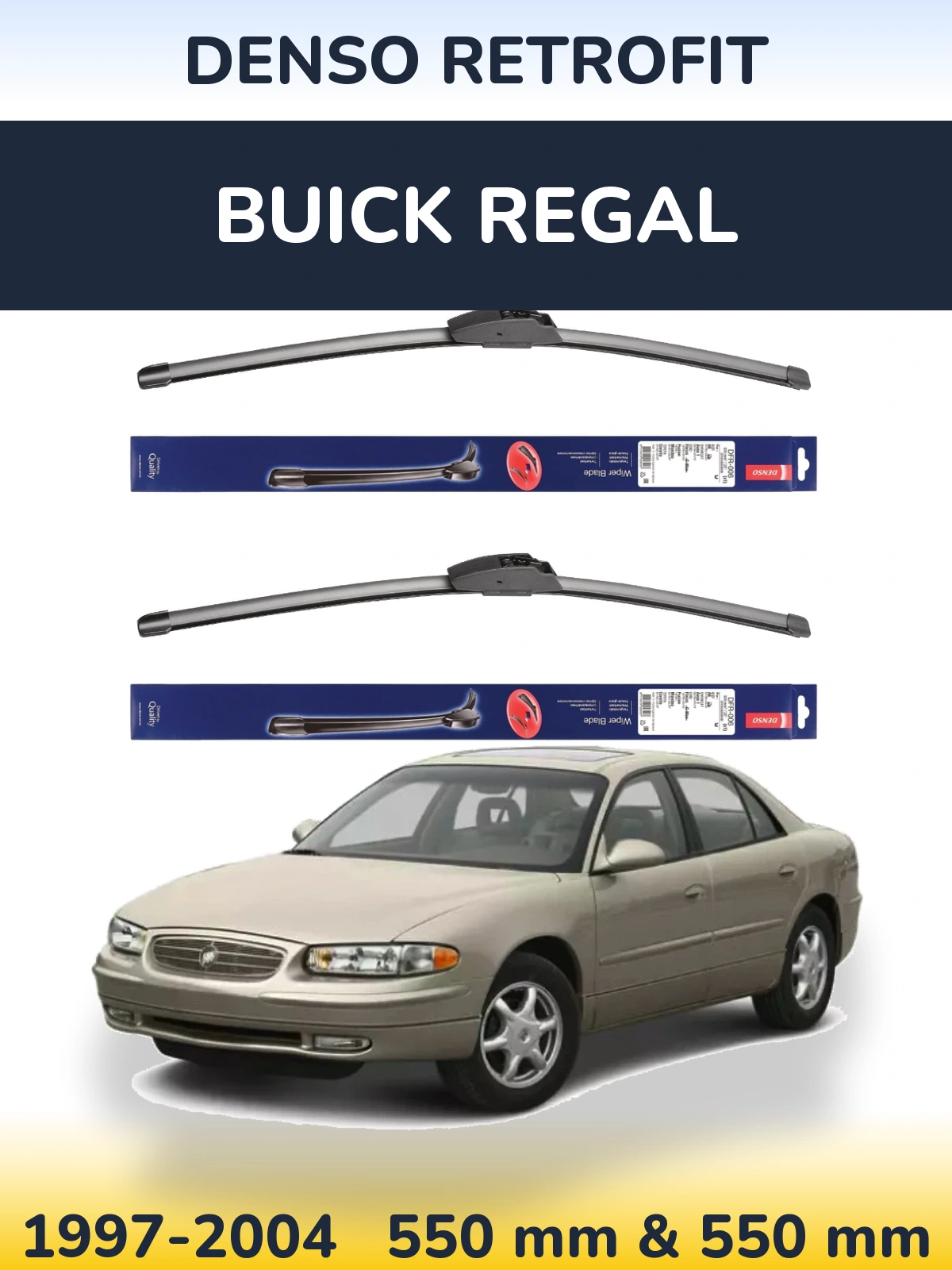 Front wiper blade set Denso Retrofit 550 & 550 mm for Buick Regal 1997-2004
