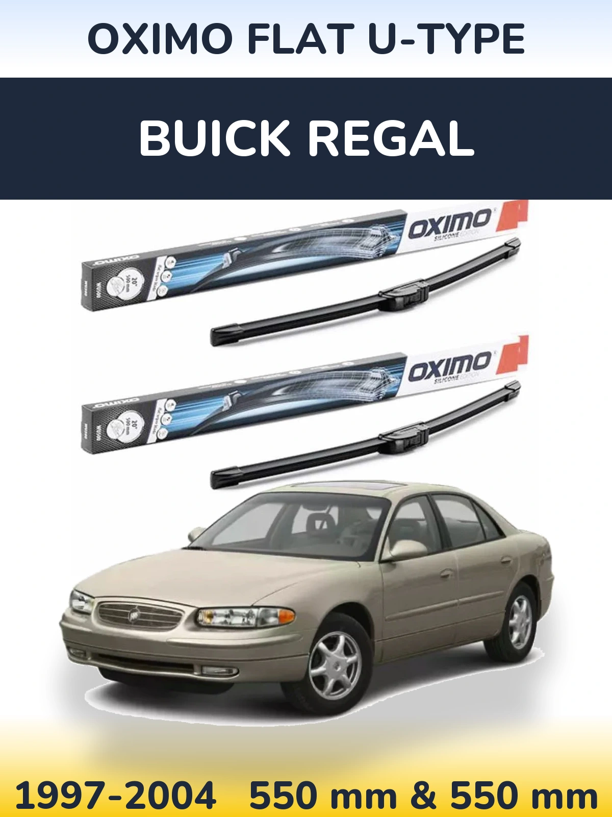 Front wiper blade set Oximo Flat U-type 550 & 550 mm for Buick Regal 1997-2004