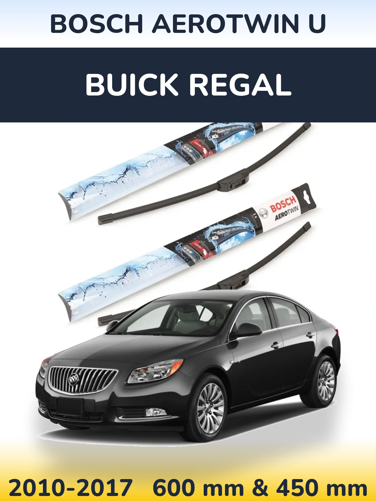 Komplet przednich wycieraczek BOSCH AeroTwin U 600 & 450 mm do Buick Regal 2010-2017