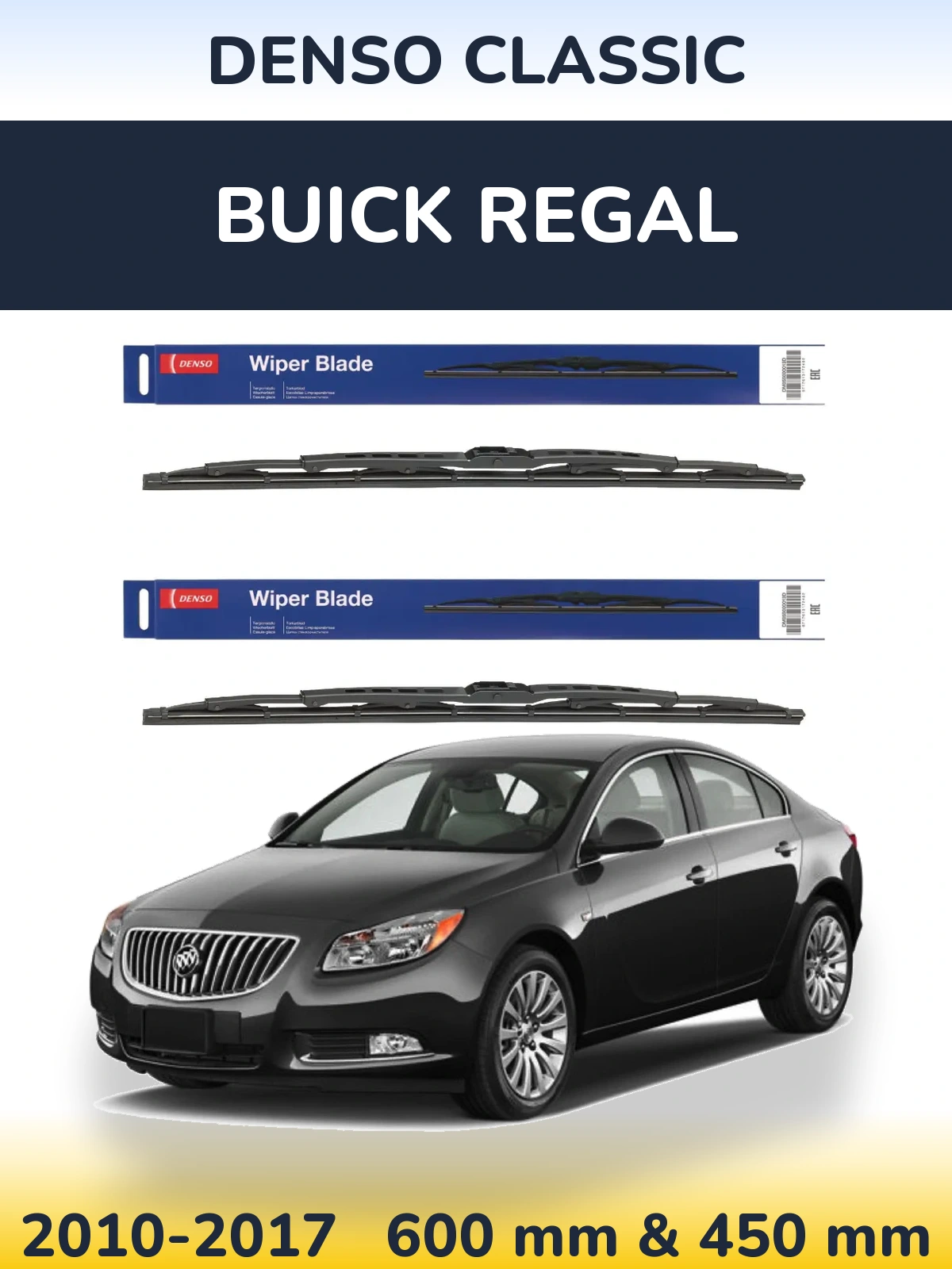 Komplet przednich wycieraczek Denso Classic 600 & 450 mm do Buick Regal 2010-2017