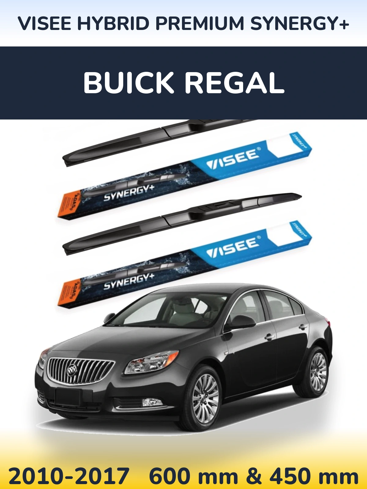 Комплект передних дворников VISEE HYBRID PREMIUM SYNERGY+ 600 & 450 мм для Buick Regal 2010-2017