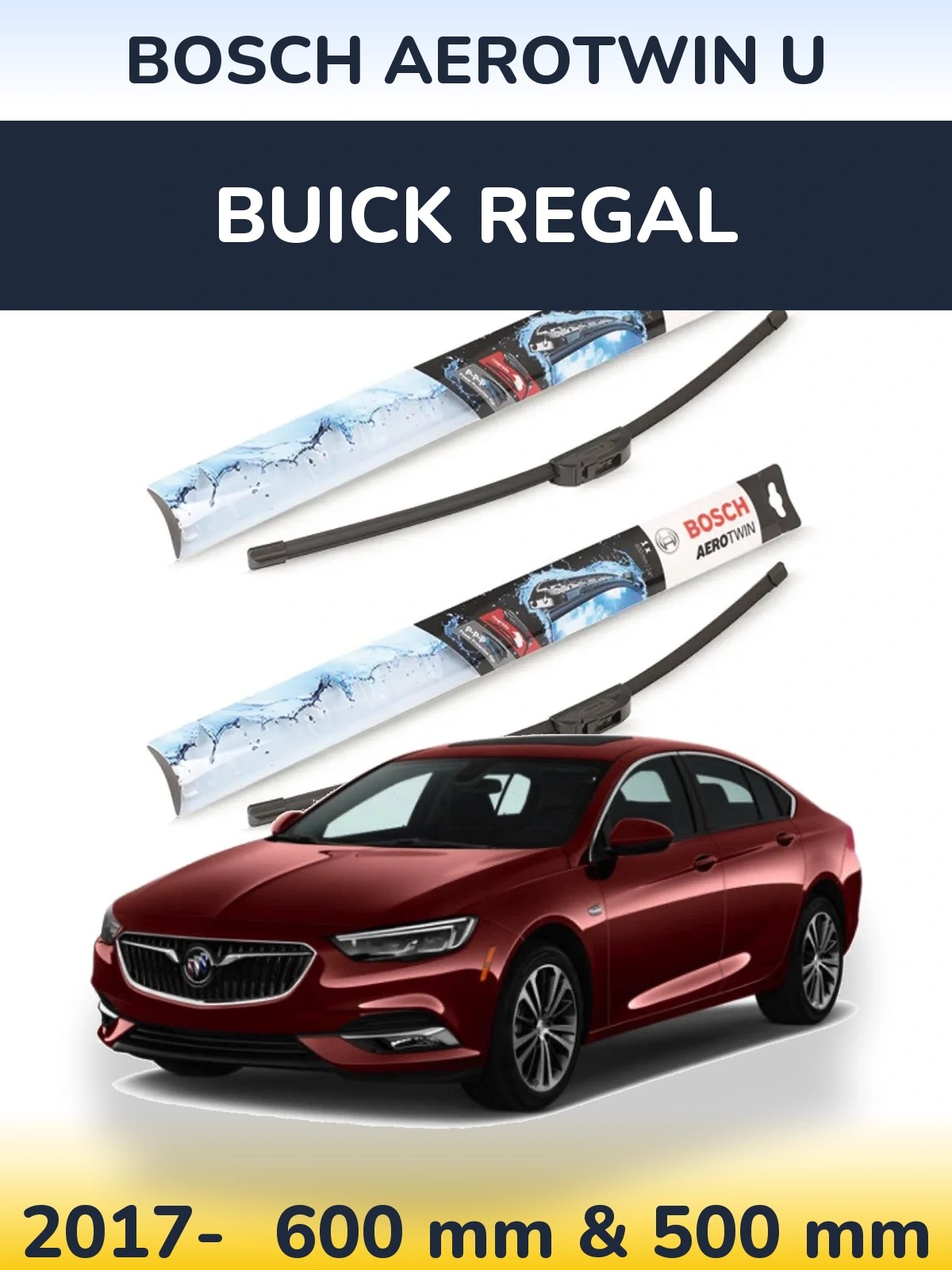 Komplet przednich wycieraczek BOSCH AeroTwin U 600 & 500 mm do Buick Regal 2017-2026