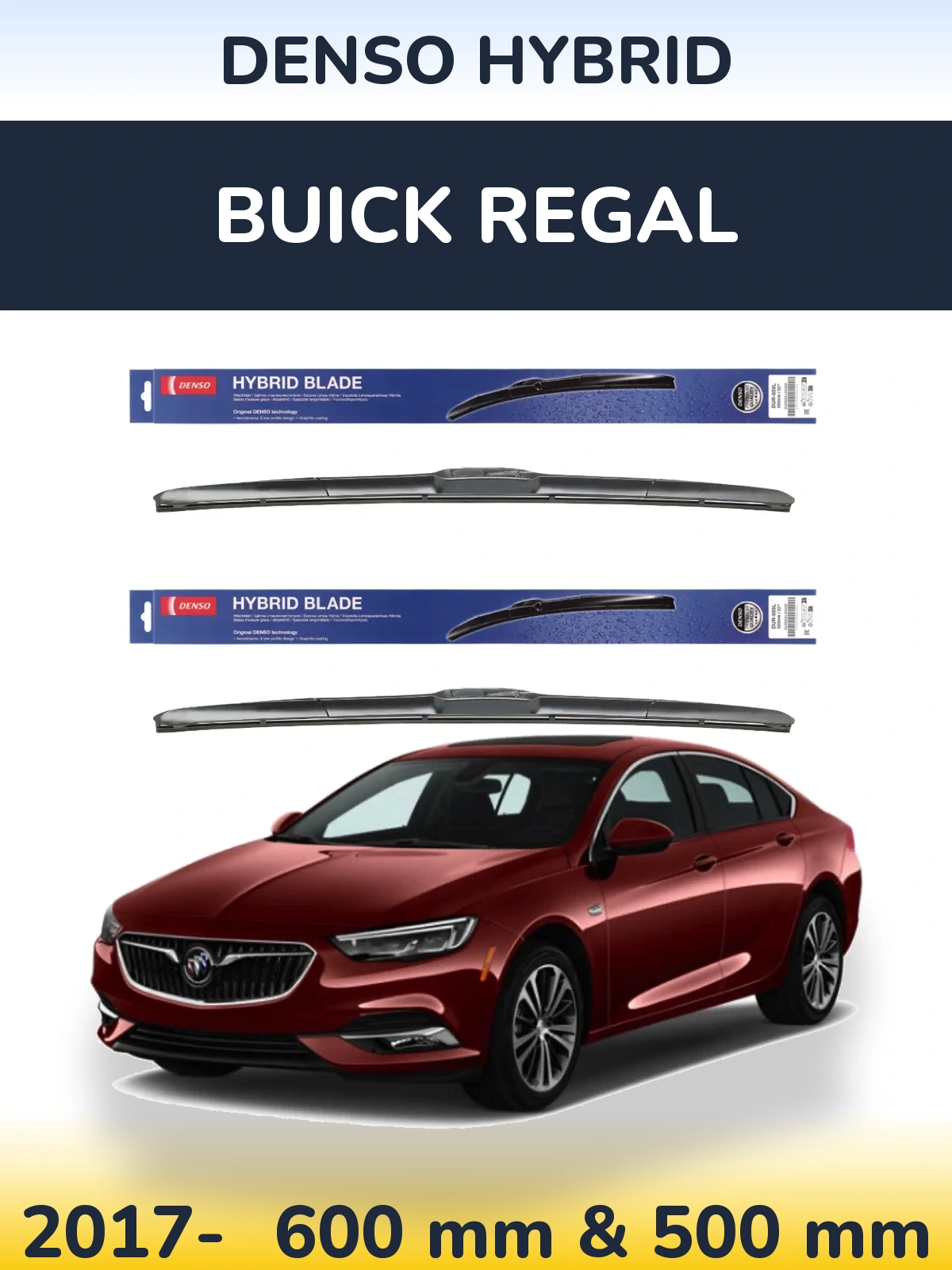 Komplet przednich wycieraczek Denso Hybrid 600 & 500 mm do Buick Regal 2017-2026