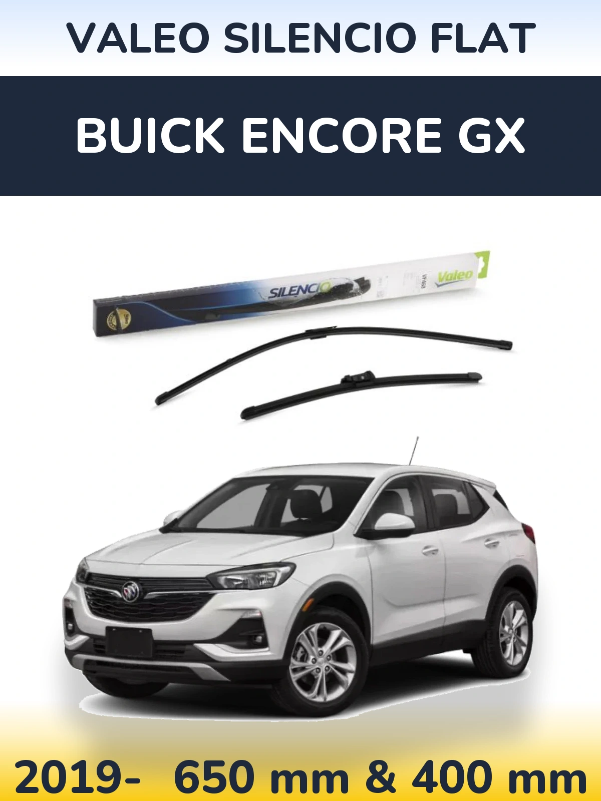 Комплект передніх щіток Valeo Silencio Flat 650 & 400 мм для Buick Encore GX 2019-2026