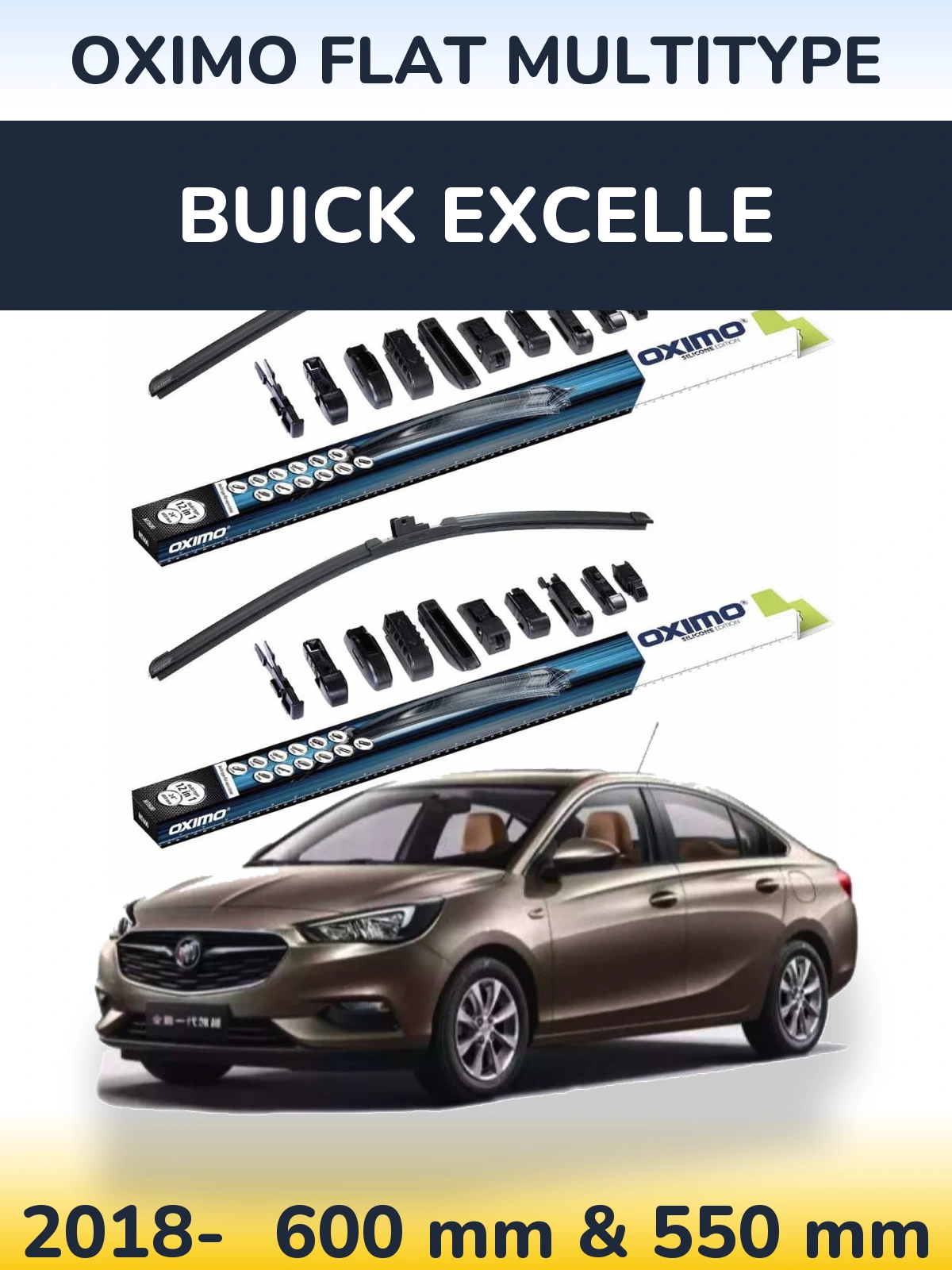 Komplet przednich wycieraczek Oximo Flat MultiType 600 & 550 mm do Buick Excelle 2018-2026
