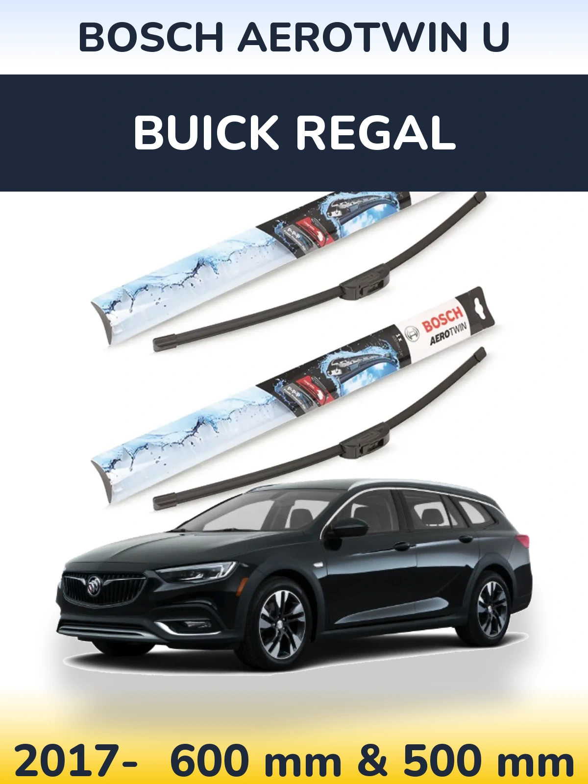 Komplet przednich wycieraczek BOSCH AeroTwin U 600 & 500 mm do Buick Regal 2017-2026