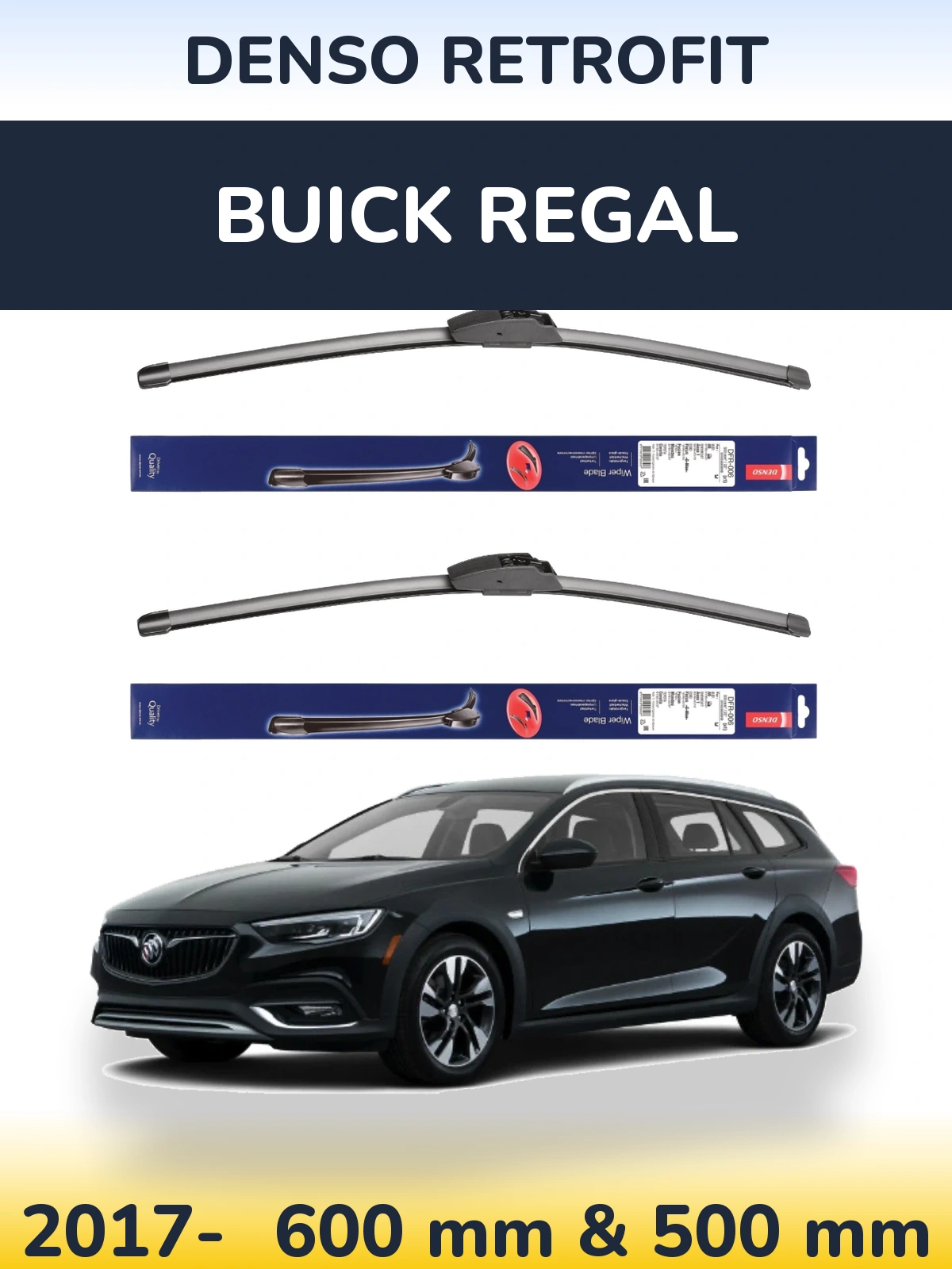 Komplet przednich wycieraczek Denso Retrofit 600 & 500 mm do Buick Regal 2017-2026