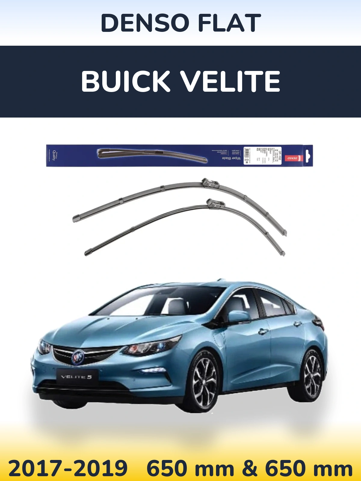 Комплект передних дворников Denso Flat 650 & 650 мм для Buick Velite 2017-2019