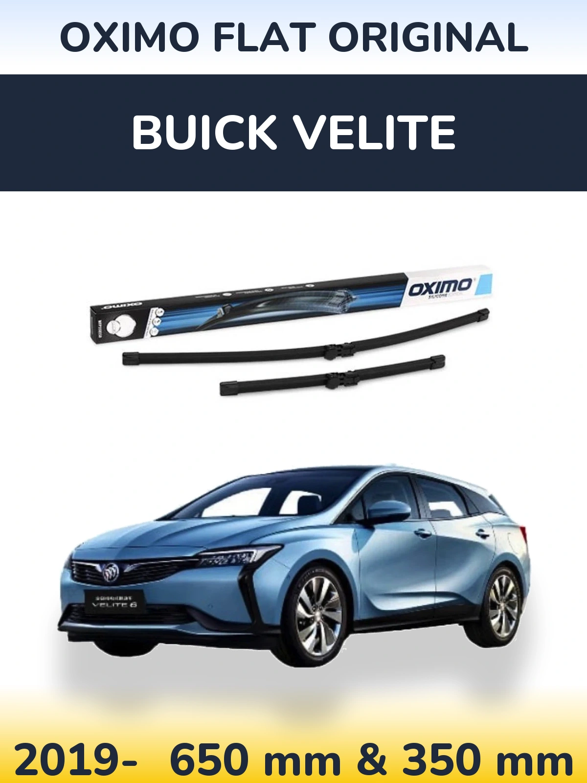 Комплект передних дворников Oximo Flat Original 650 & 350 мм для Buick Velite 2019-2026