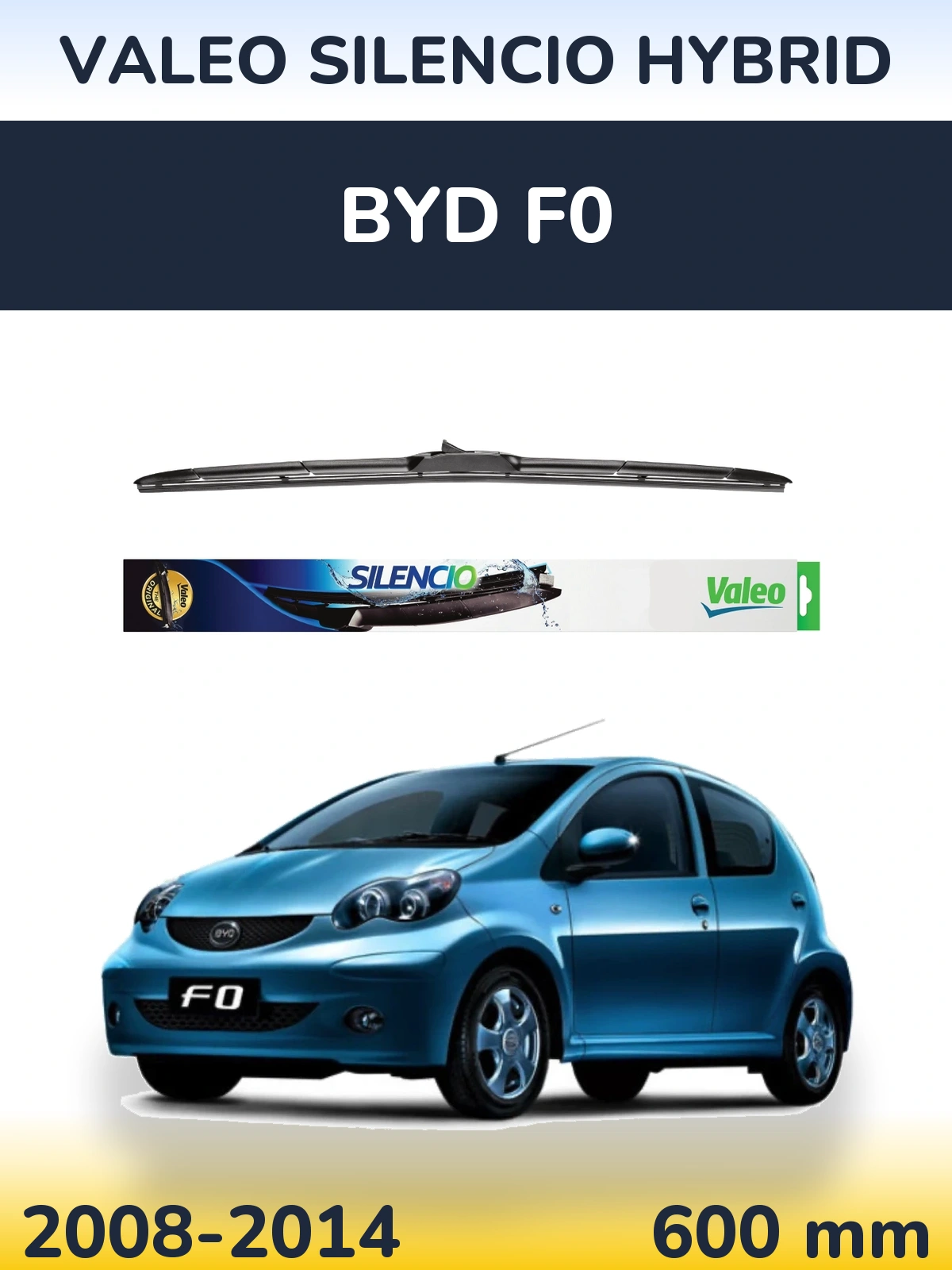 Передний дворник Valeo Silencio Hybrid 600 мм для BYD F0 2008-2014