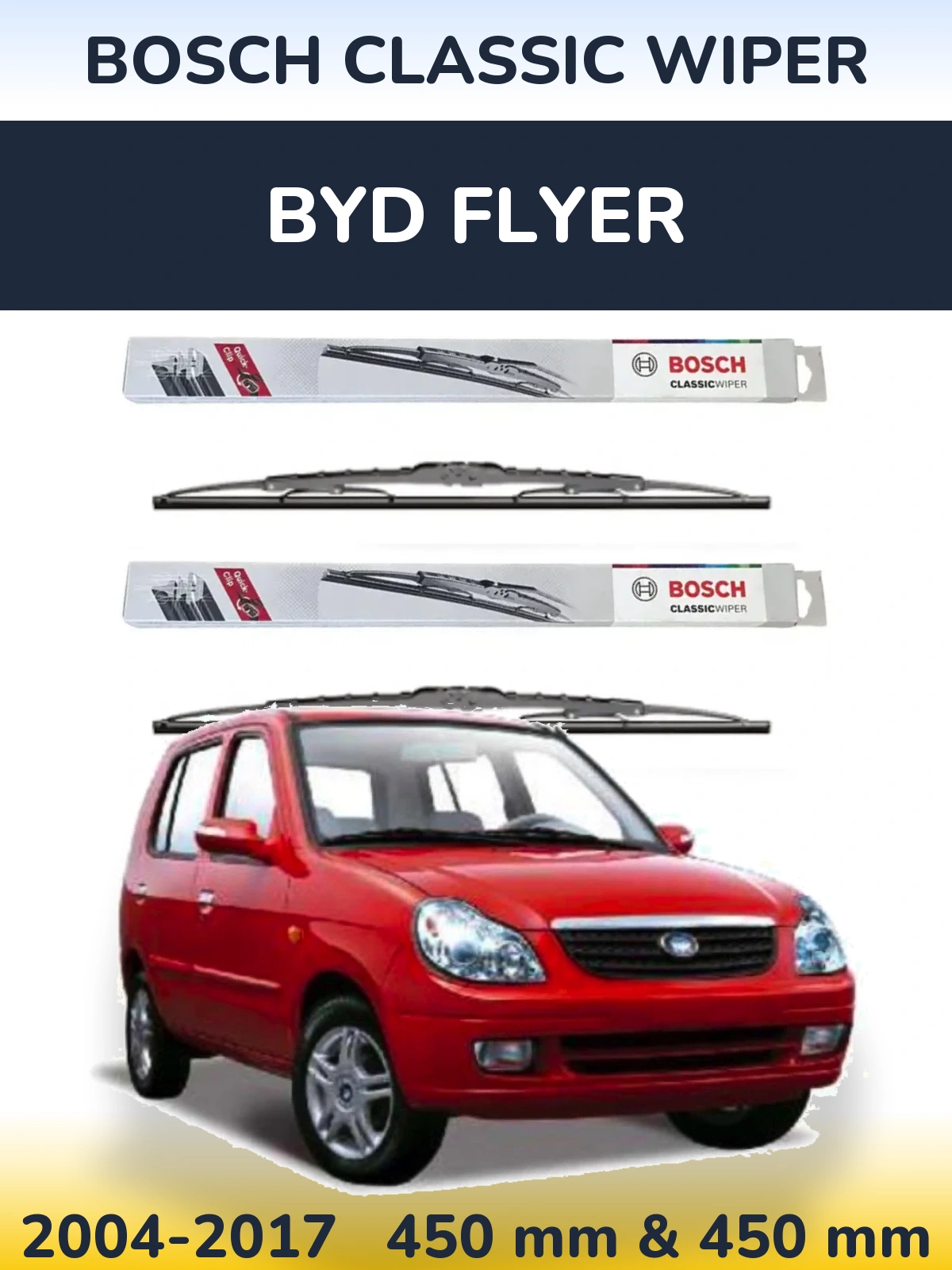 Комплект передних дворников BOSCH Classic Wiper 450 & 450 мм для BYD Flyer 2004-2017