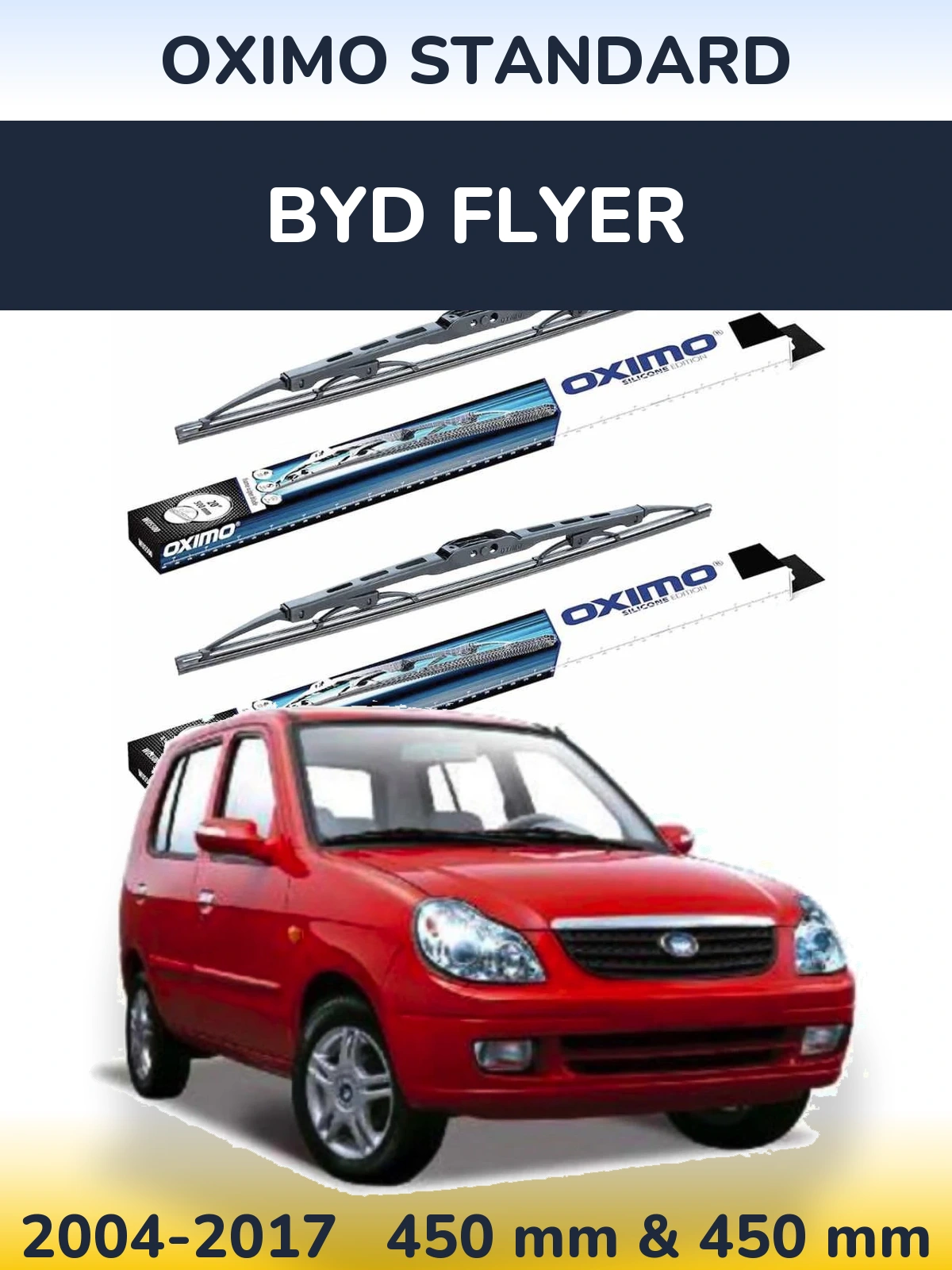 Комплект передних дворников Oximo Standard 450 & 450 мм для BYD Flyer 2004-2017