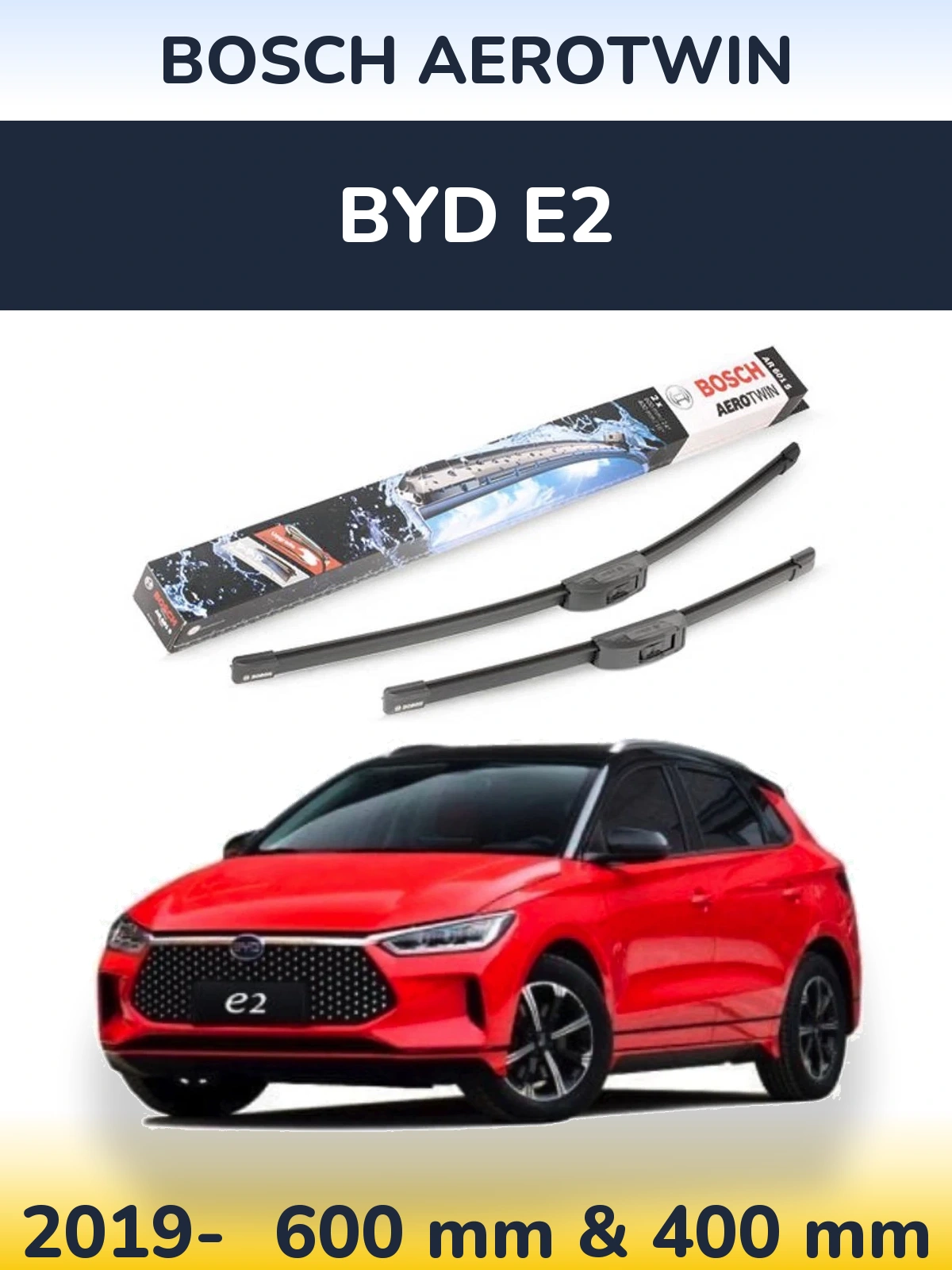 Komplet przednich wycieraczek BOSCH AeroTwin 600 & 400 mm do BYD E2 2019-2026