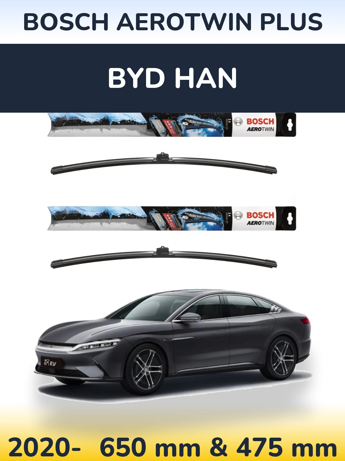 Komplet przednich wycieraczek BOSCH AeroTwin Plus 650 & 475 mm do BYD Han 2020-2026