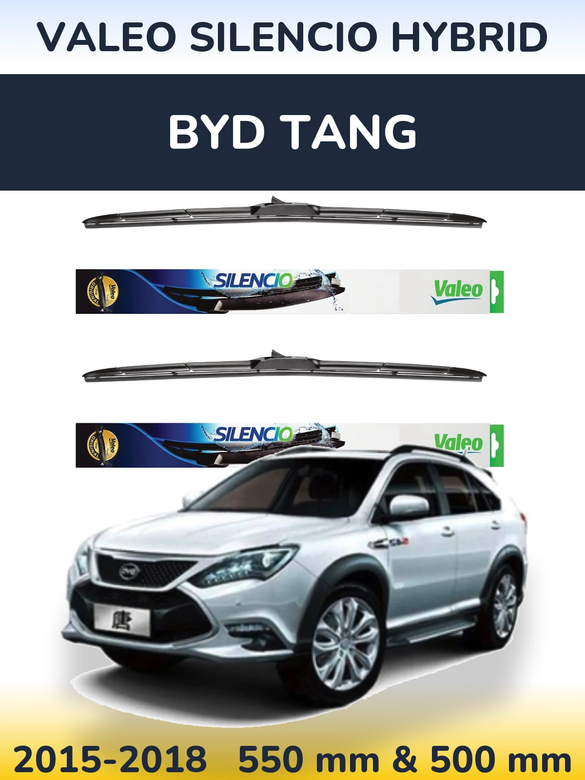 Комплект передних дворников Valeo Silencio Hybrid 550 & 500 мм для BYD Tang 2015-2018