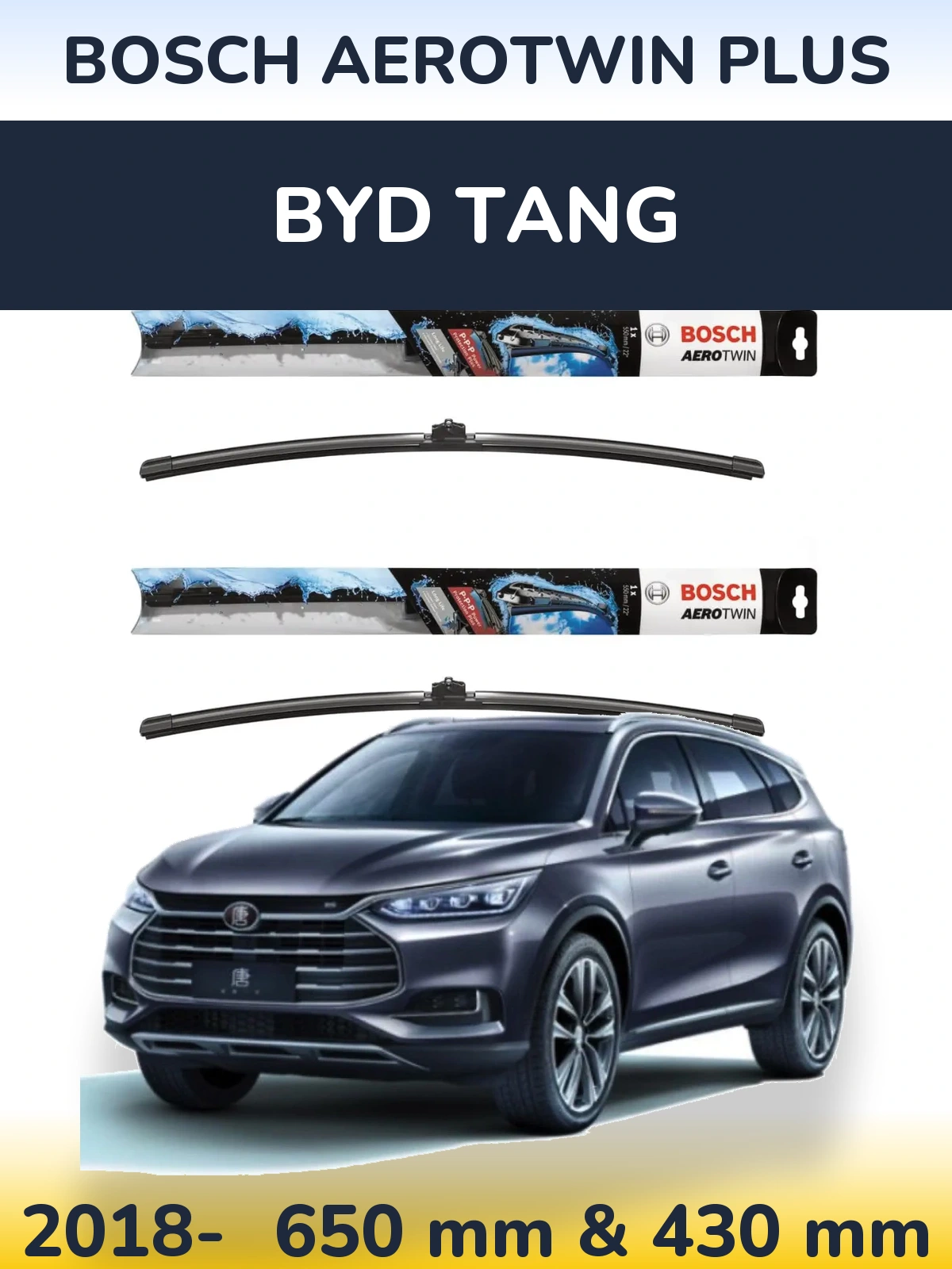 Komplet przednich wycieraczek BOSCH AeroTwin Plus 650 & 430 mm do BYD Tang 2018-2026