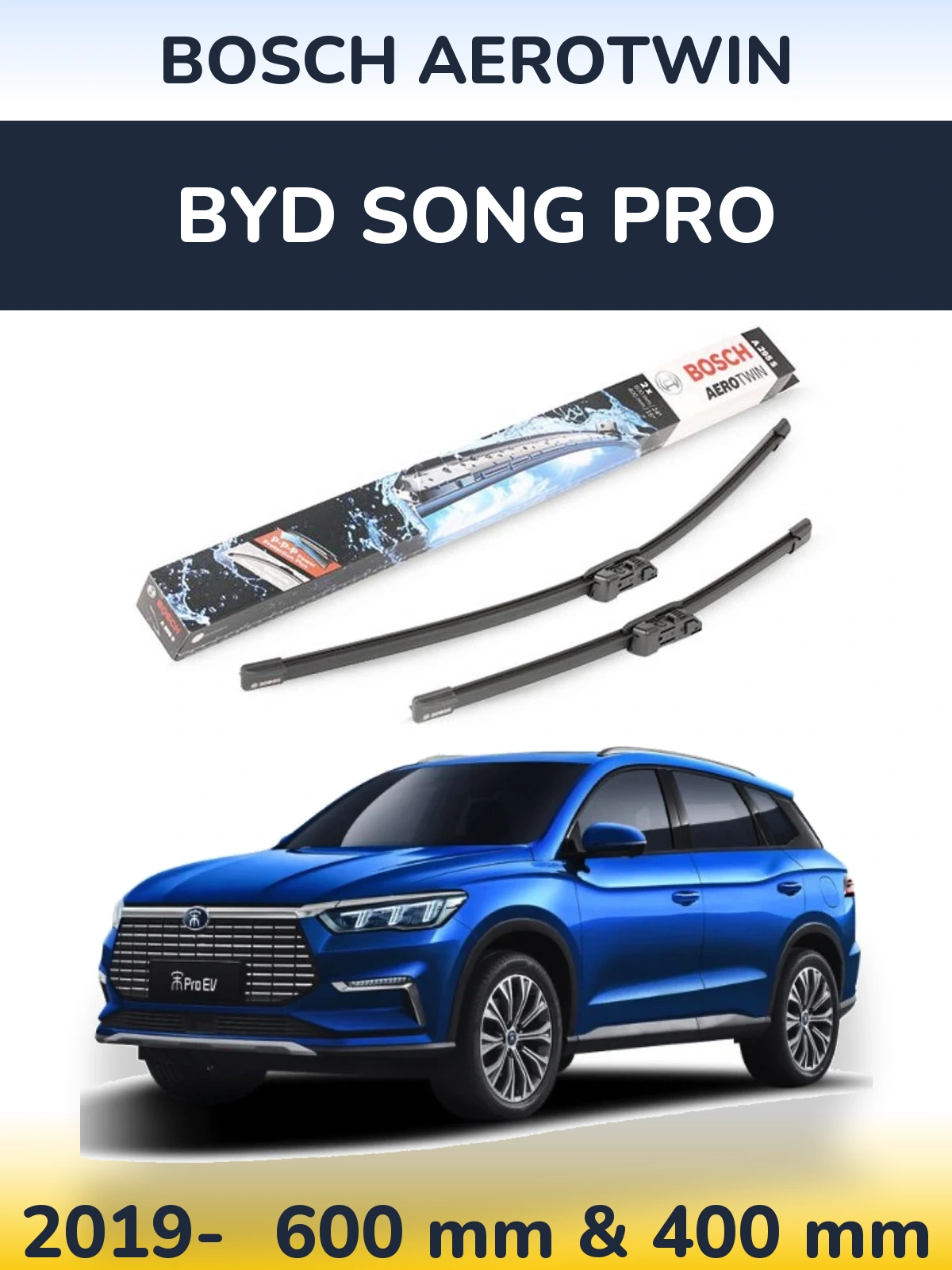 Komplet przednich wycieraczek BOSCH AeroTwin 600 & 400 mm do BYD Song Pro 2019-2026