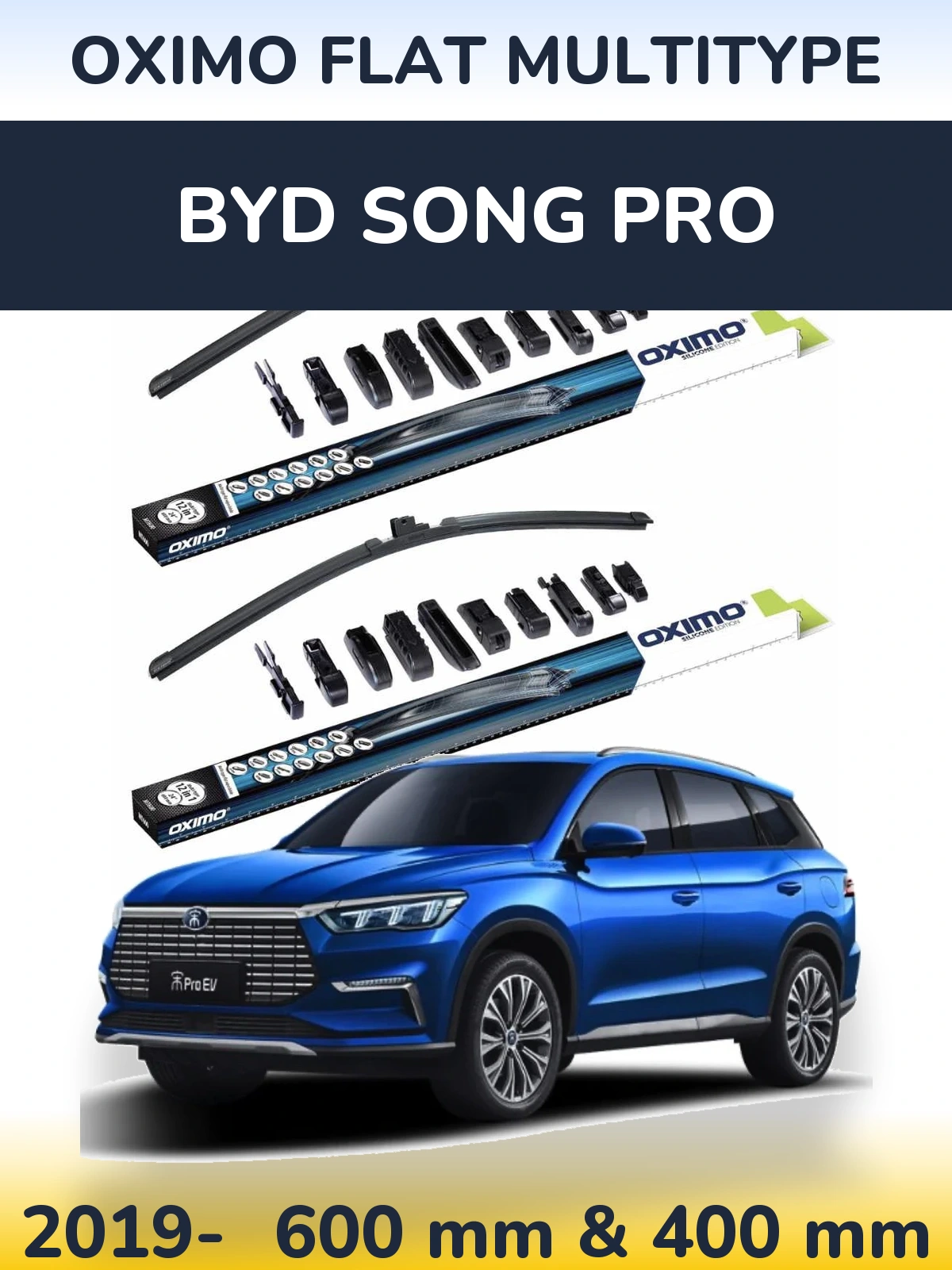Komplet przednich wycieraczek Oximo Flat MultiType 600 & 400 mm do BYD Song Pro 2019-2026