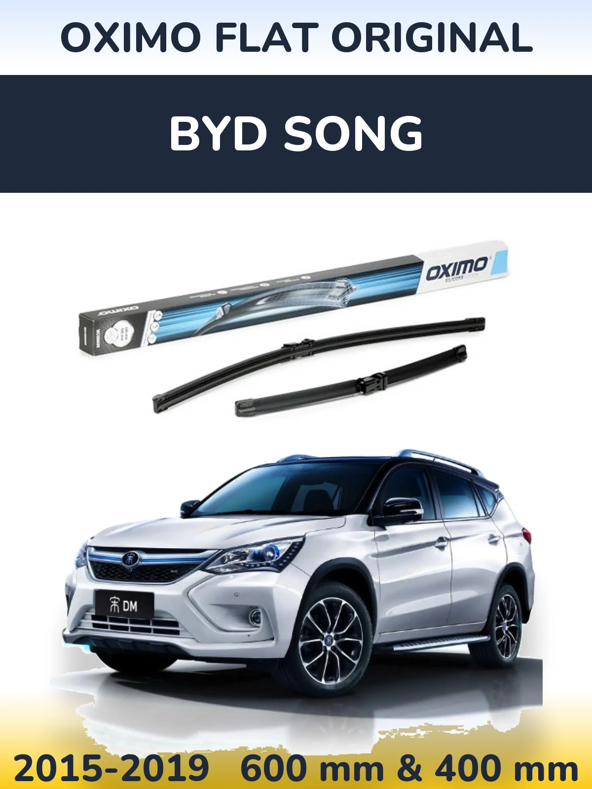 Комплект передних дворников Oximo Flat Original 600 & 400 мм для BYD Song 2015-2019