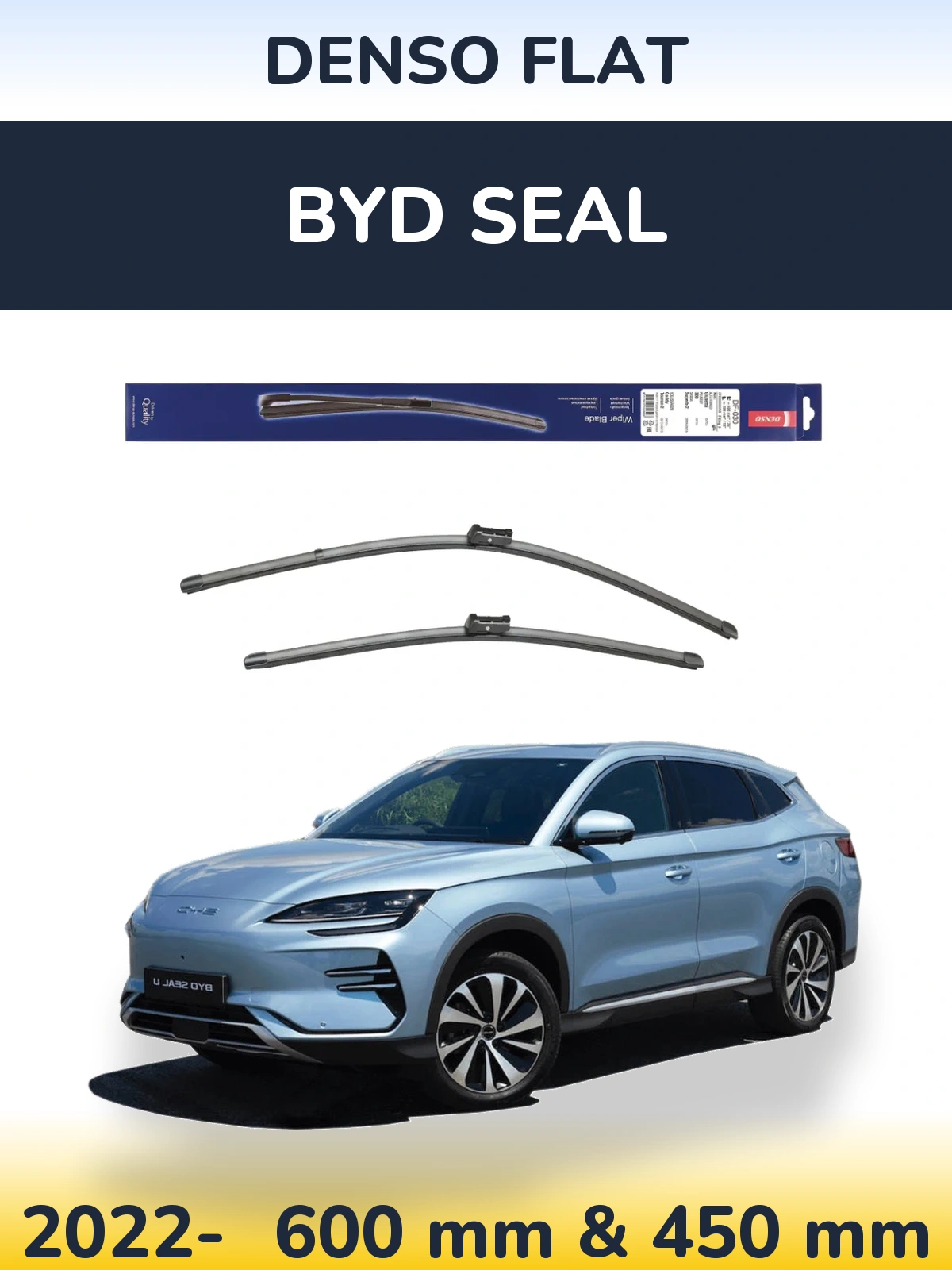 Комплект передних дворников Denso Flat 600 & 450 мм для BYD Seal 2022-2026