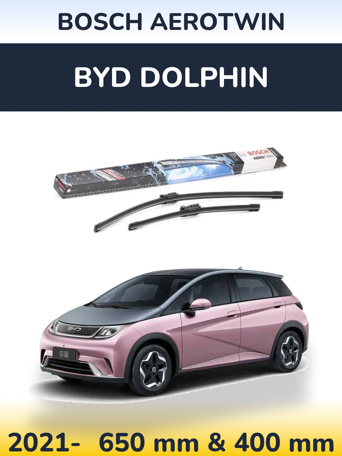 Komplet przednich wycieraczek BOSCH AeroTwin 650 & 400 mm do BYD Dolphin 2021-2026