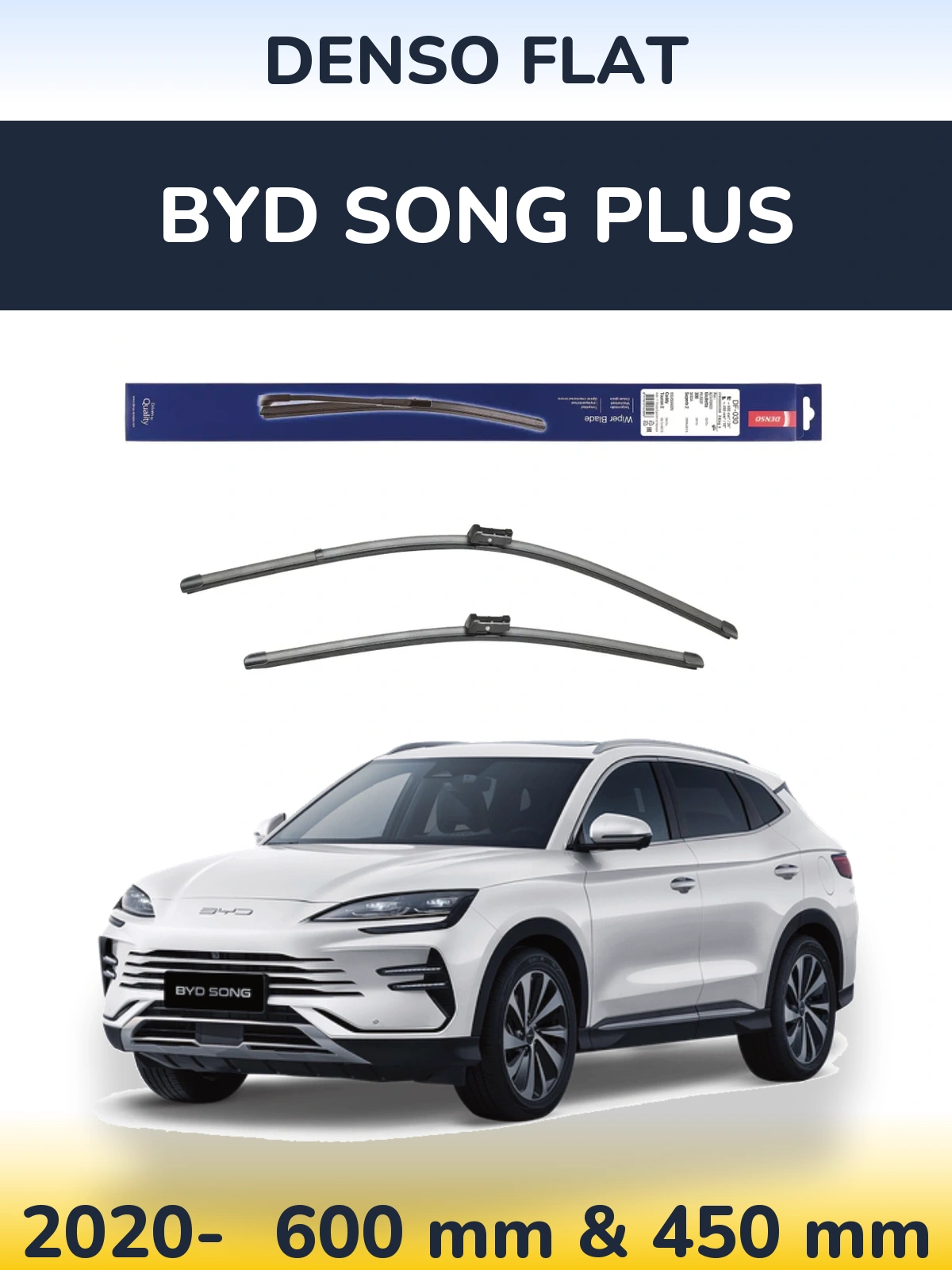 Front wiper blade set Denso Flat 600 & 450 mm for BYD Song Plus 2020-2026