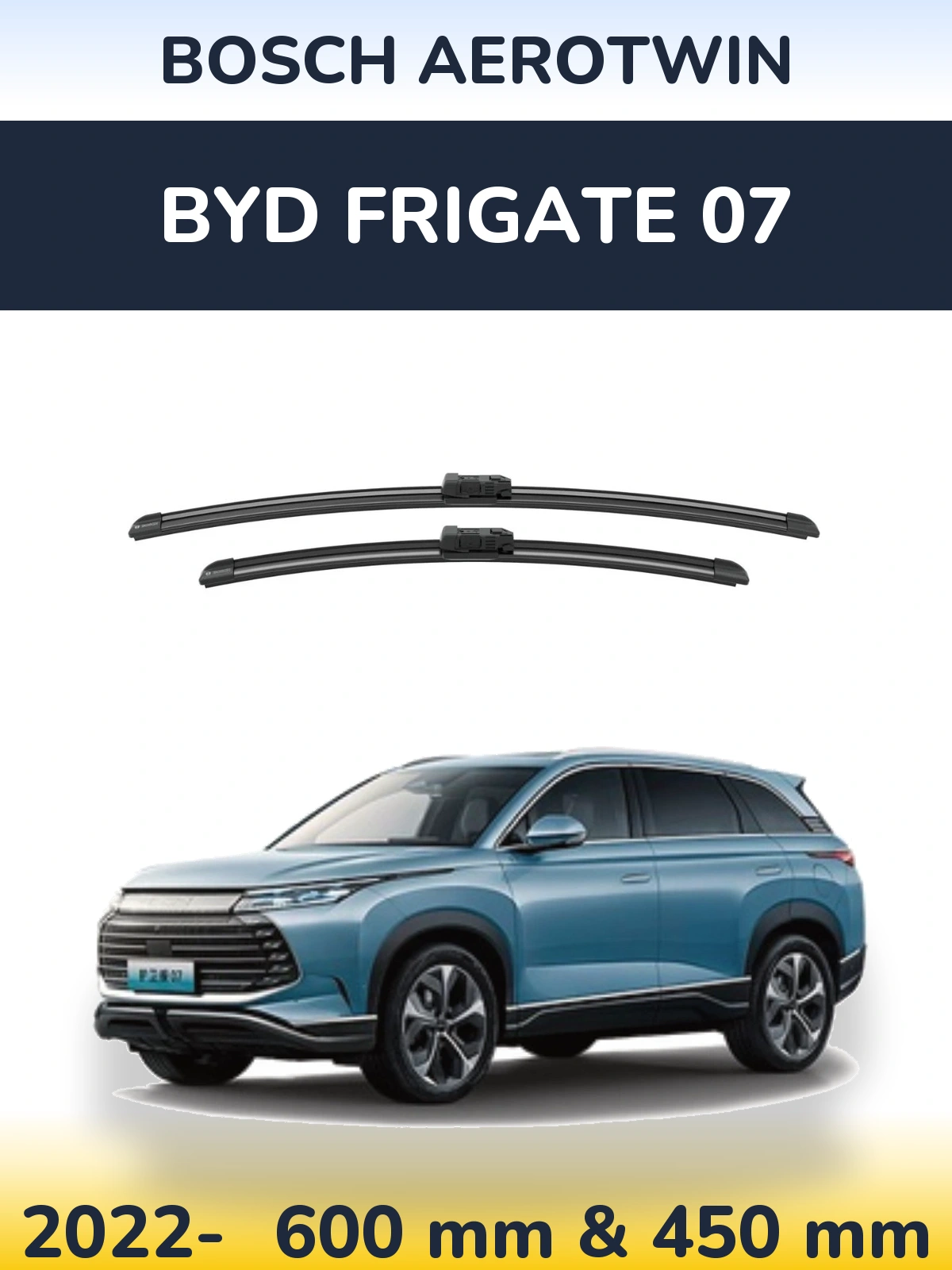 Front wiper blade set BOSCH AeroTwin 600 & 450 mm for BYD Frigate 07 2022-2026