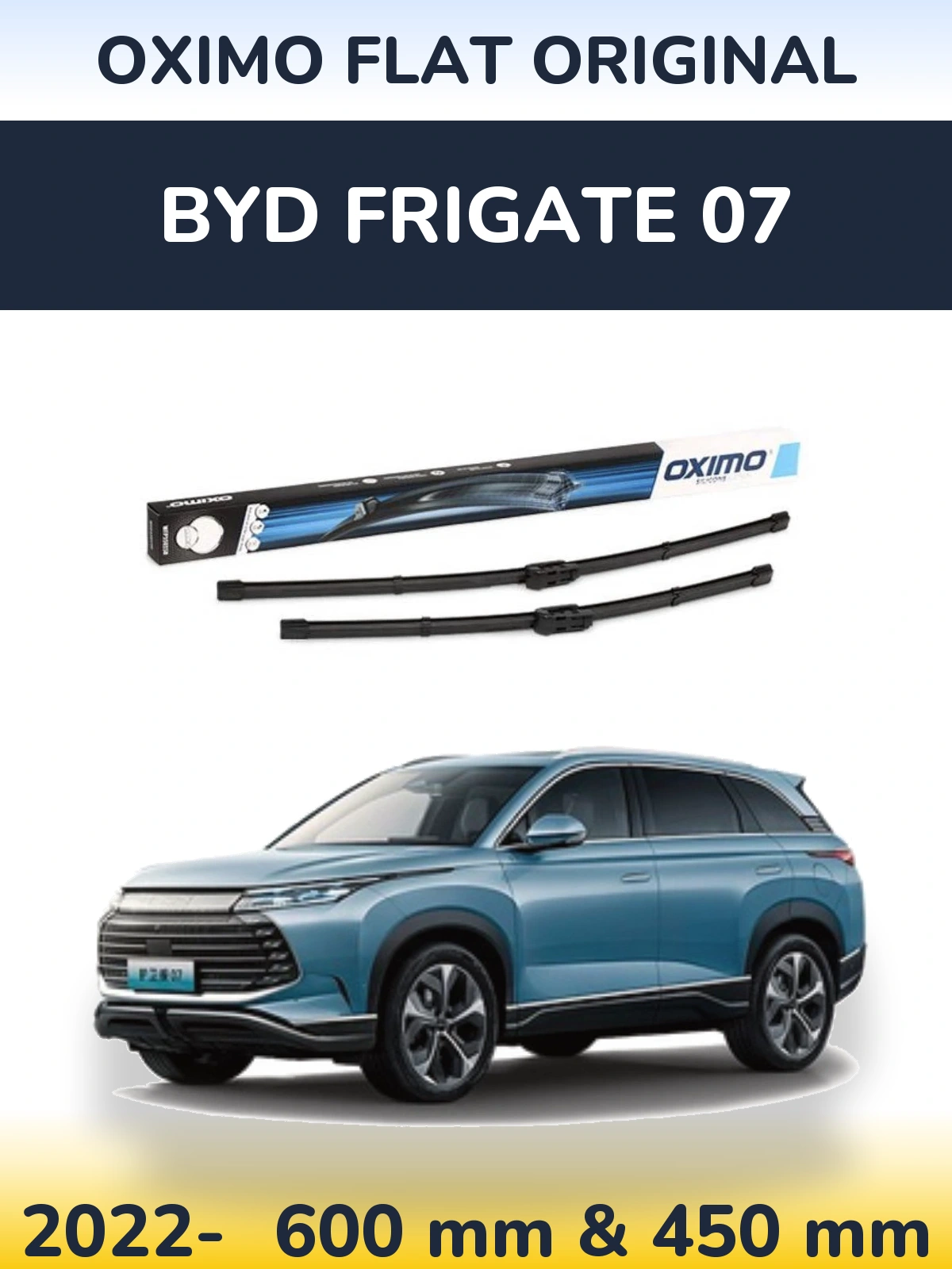 Комплект передних дворников Oximo Flat Original 600 & 450 мм для BYD Frigate 07 2022-2026