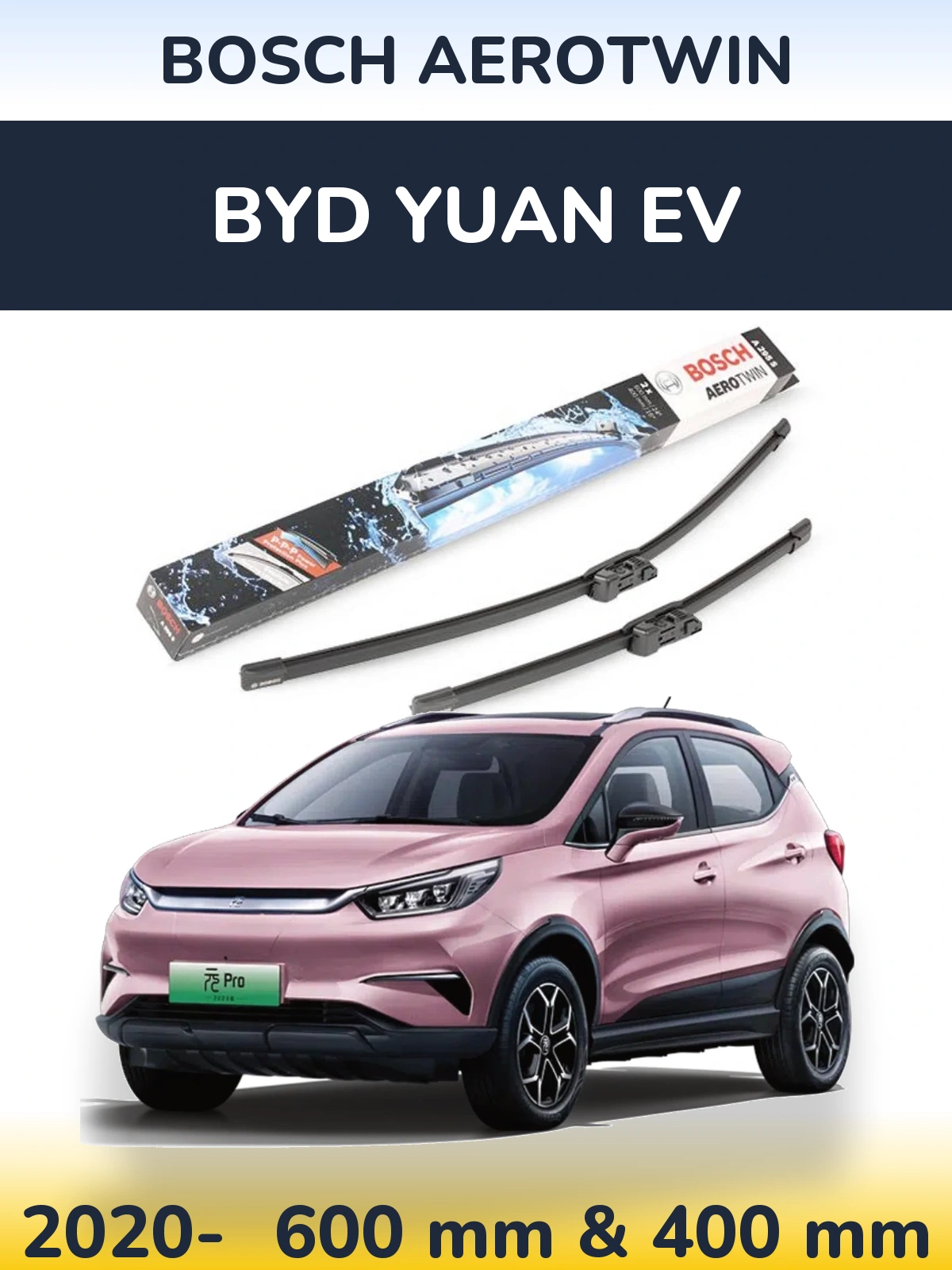 Komplet przednich wycieraczek BOSCH AeroTwin 600 & 400 mm do BYD Yuan EV 2020-2026