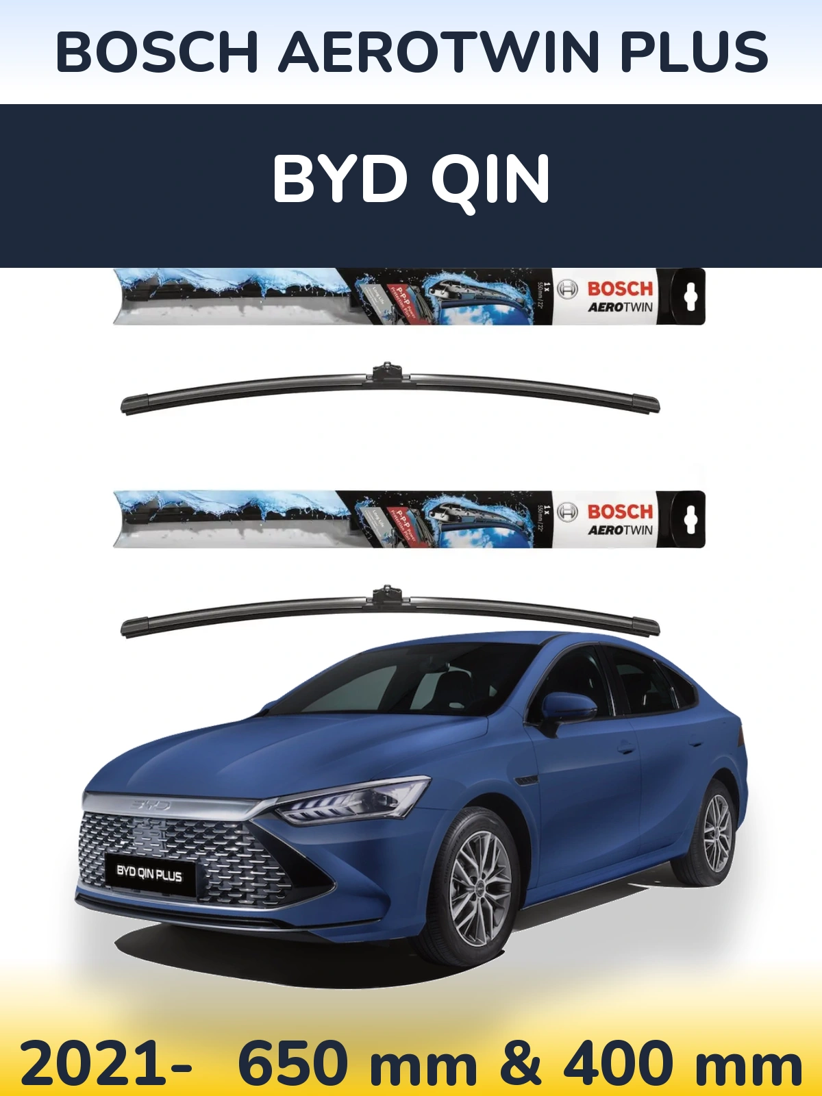 Комплект передних дворников BOSCH AeroTwin Plus 650 & 400 мм для BYD Qin 2021-2026