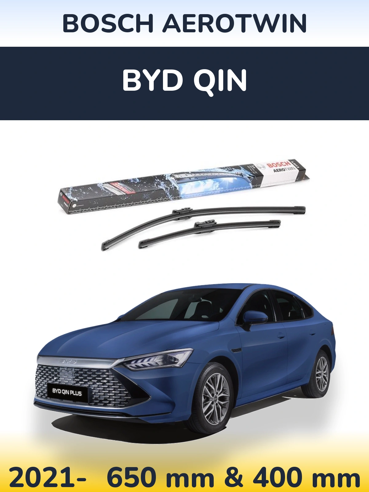 Front wiper blade set BOSCH AeroTwin 650 & 400 mm for BYD Qin 2021-2026