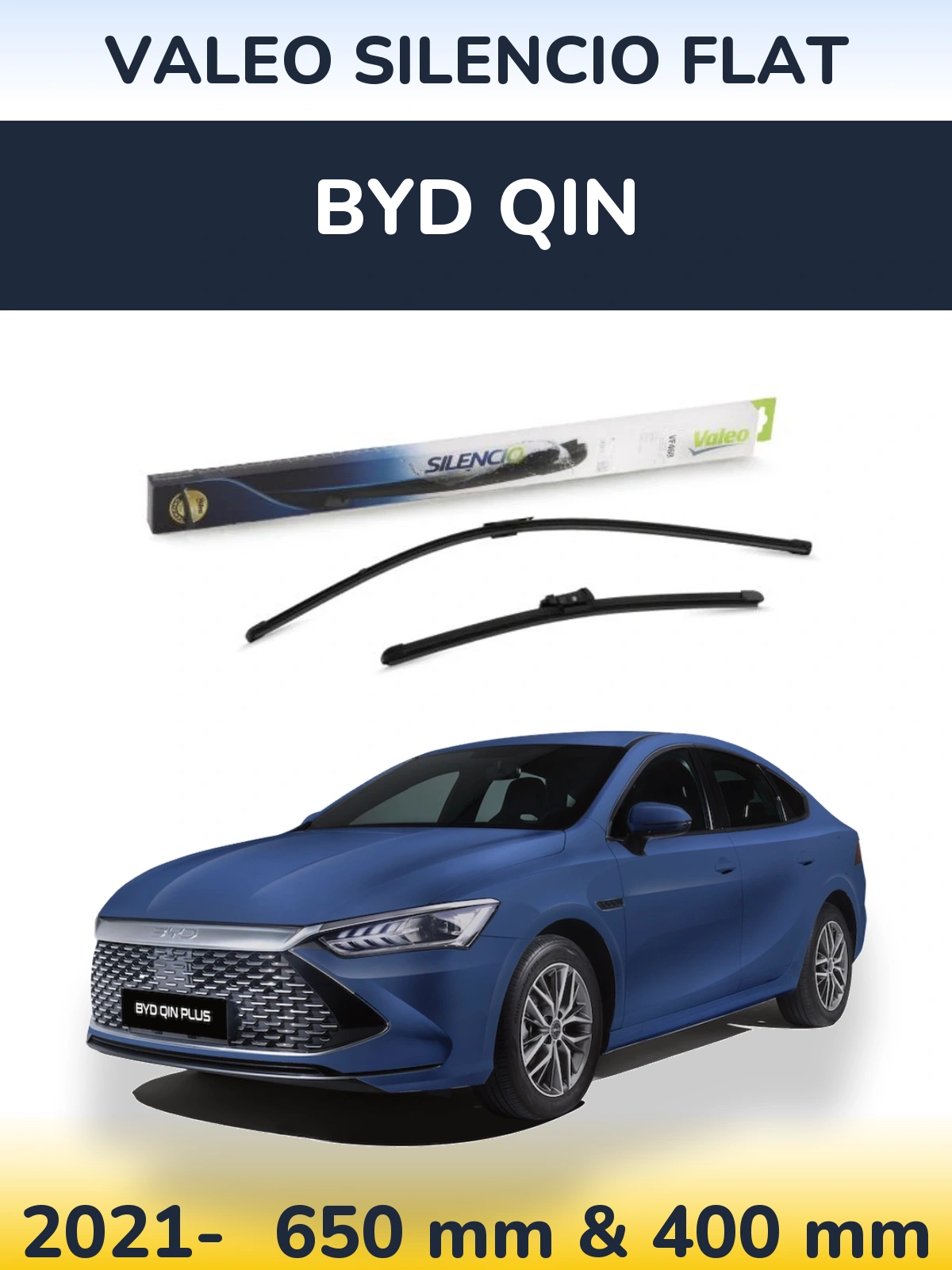 Комплект передних дворников Valeo Silencio Flat 650 & 400 мм для BYD Qin 2021-2026