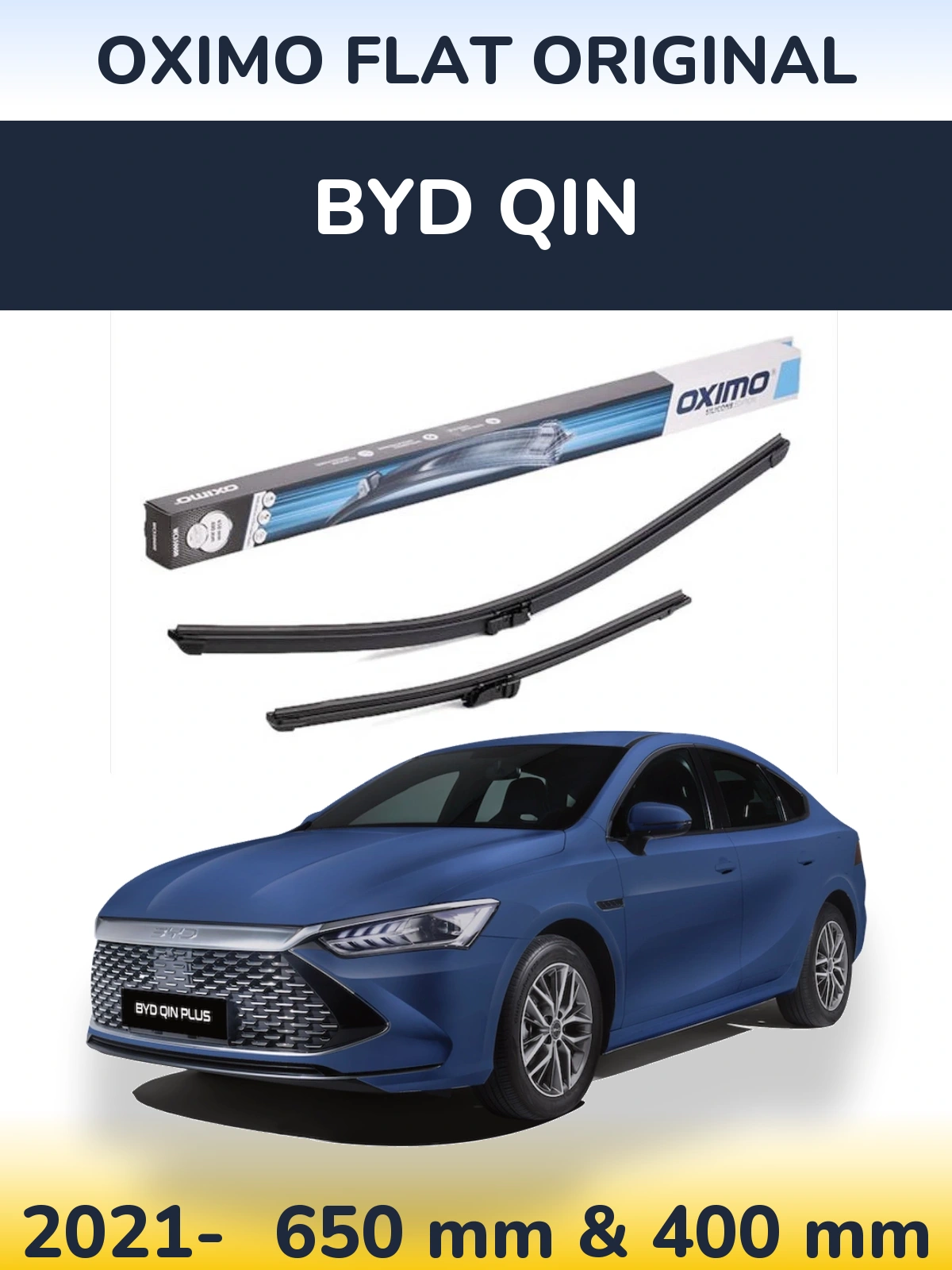 Комплект передних дворников Oximo Flat Original 650 & 400 мм для BYD Qin 2021-2026