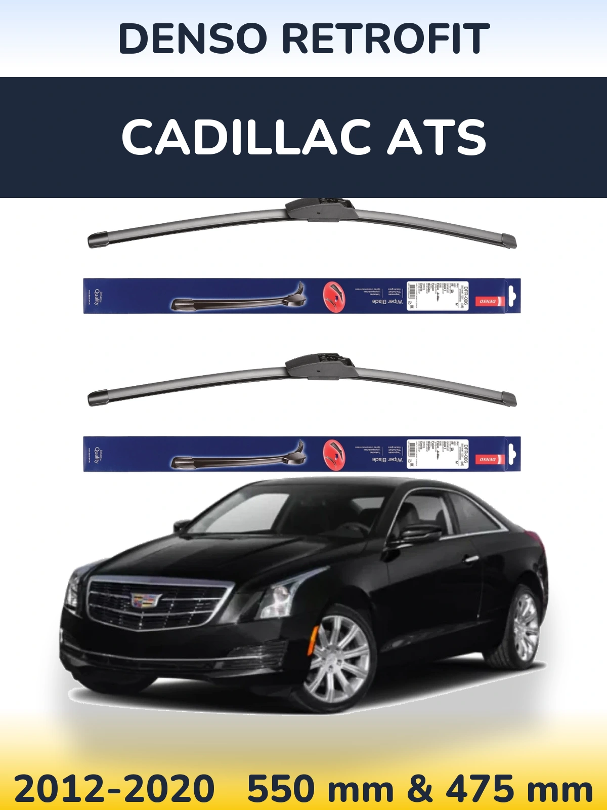 Komplet przednich wycieraczek Denso Retrofit 550 & 475 mm do Cadillac ATS 2012-2020