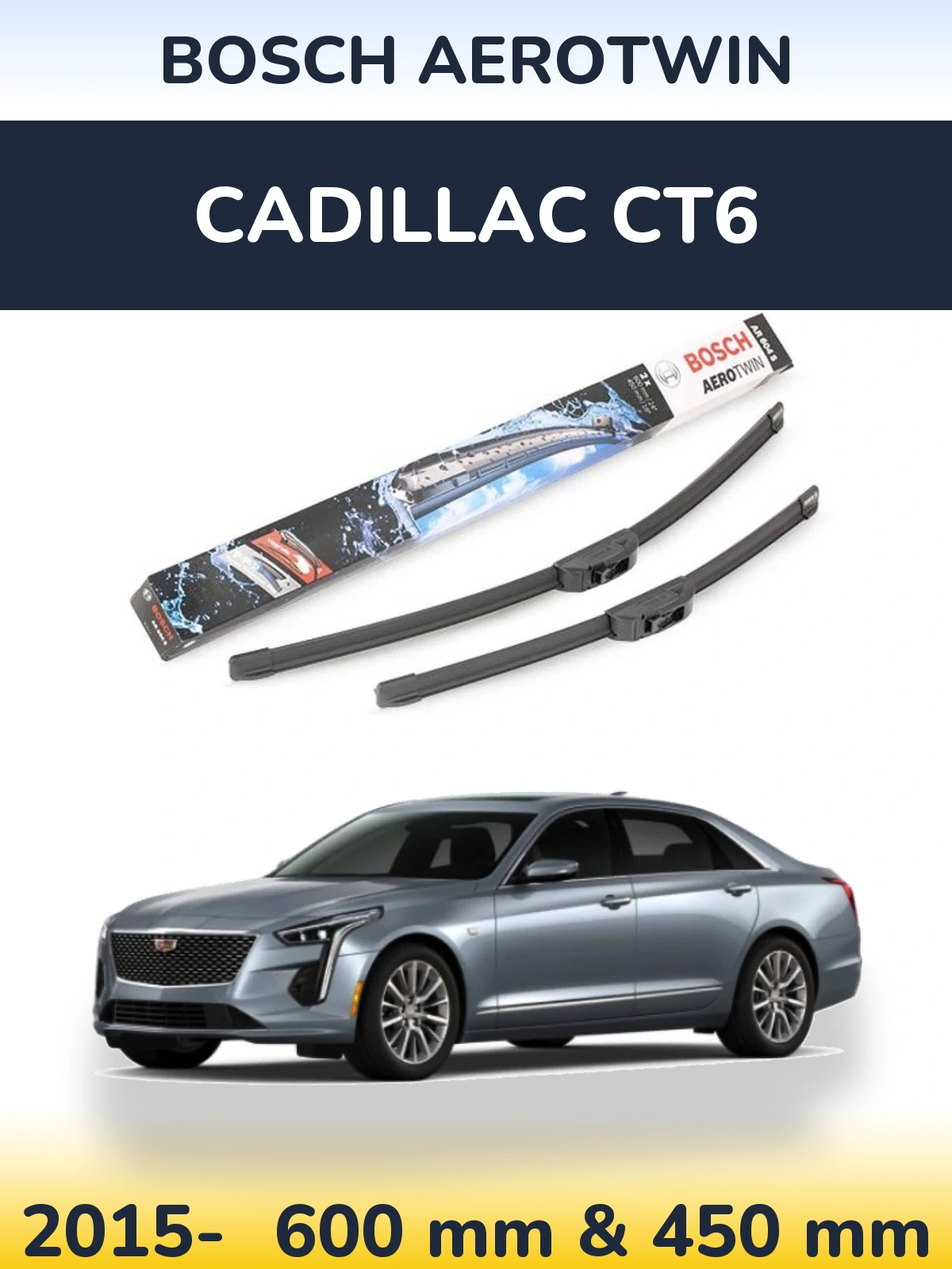 Комплект передних дворников BOSCH AeroTwin 600 & 450 мм для Cadillac CT6 2015-2026