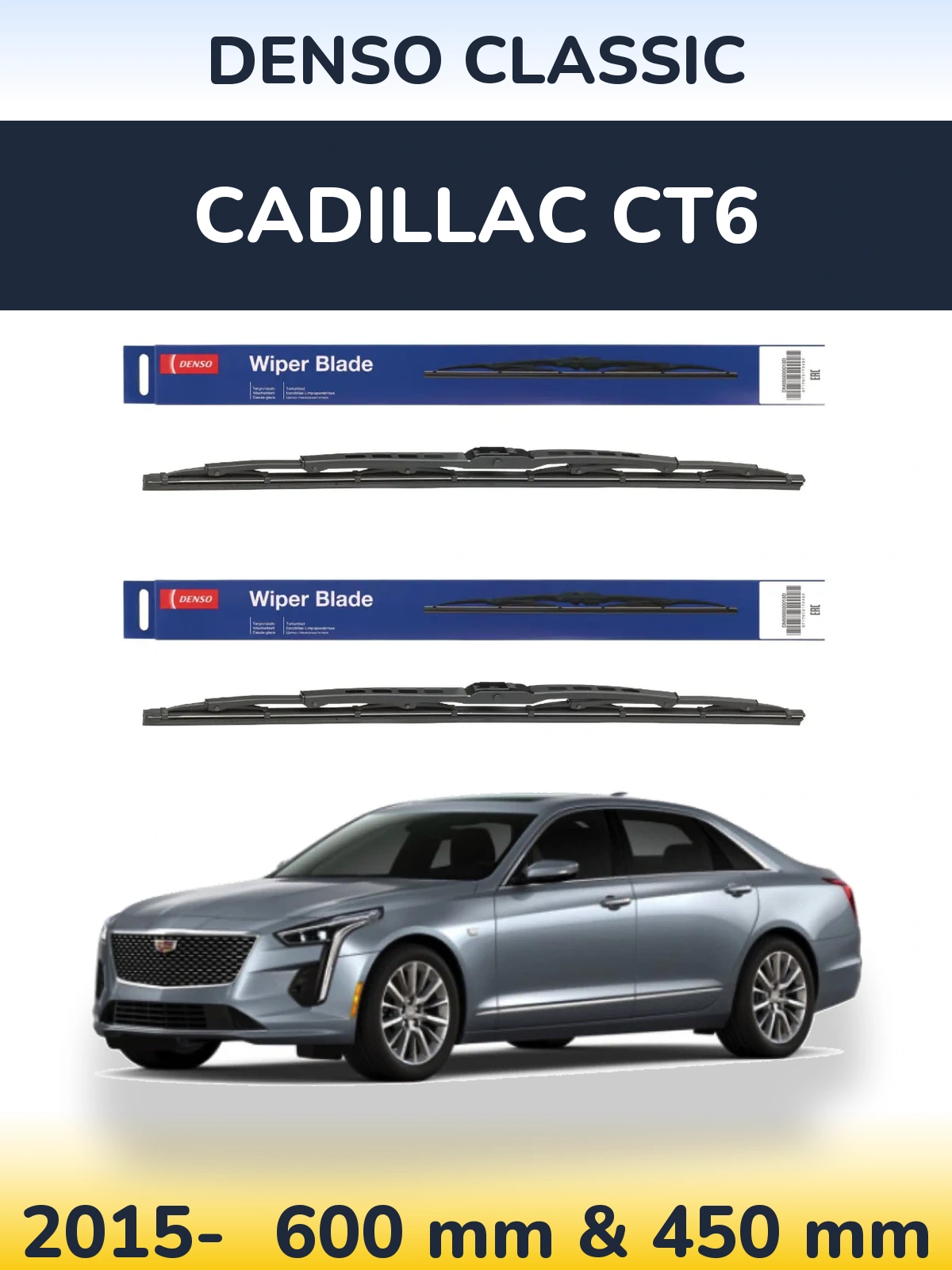 Komplet przednich wycieraczek Denso Classic 600 & 450 mm do Cadillac CT6 2015-2026