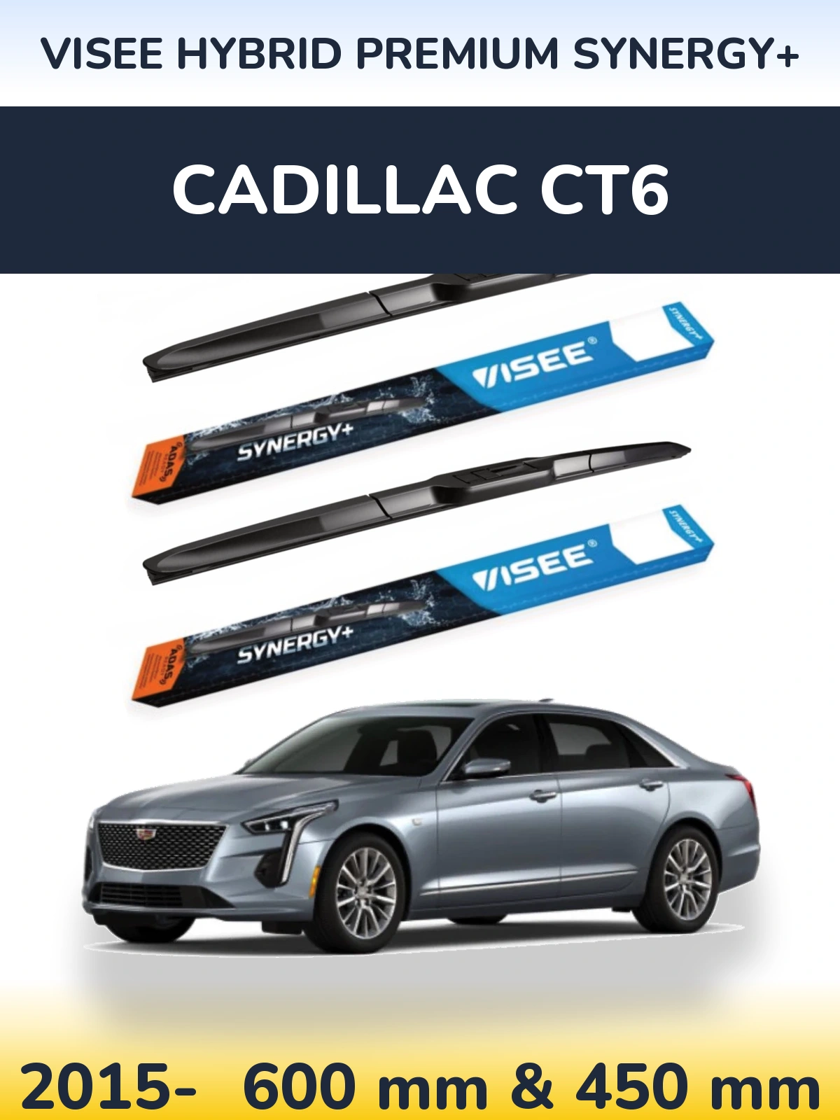 Комплект передних дворников VISEE HYBRID PREMIUM SYNERGY+ 600 & 450 мм для Cadillac CT6 2015-2026