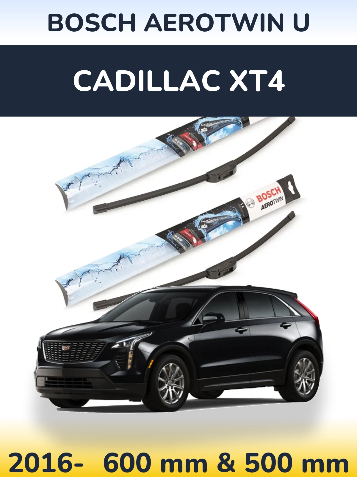 Komplet przednich wycieraczek BOSCH AeroTwin U 600 & 500 mm do Cadillac XT4 2016-2026